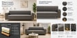 Austin 3 Seater Sofa In Grey Color