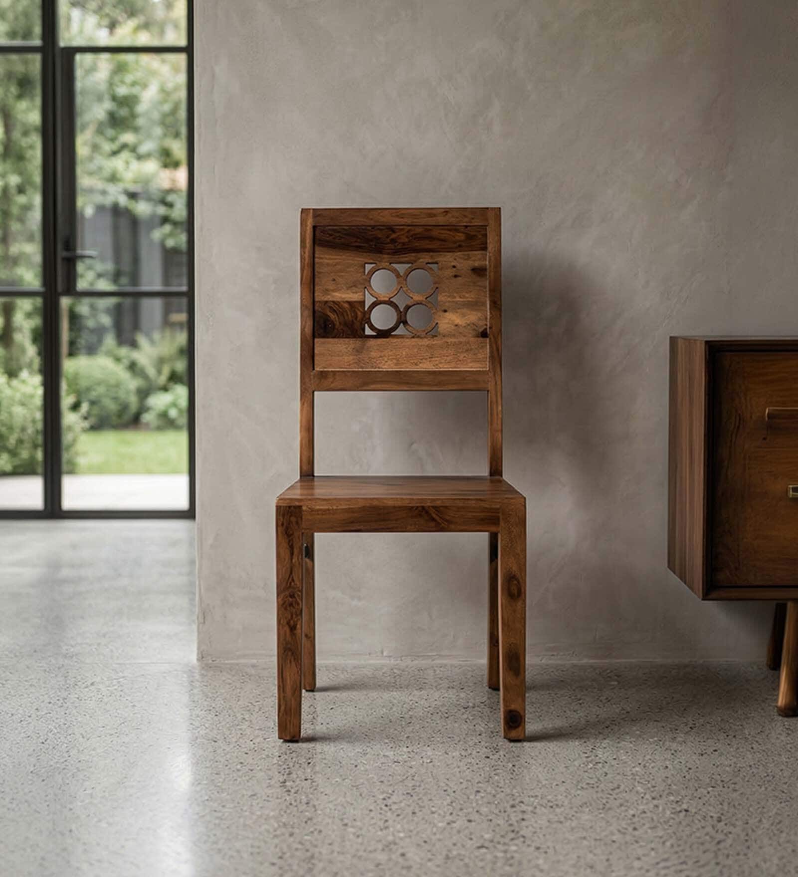 Audi Sheesham Wood Dining Chair with Solid Wood Legs Natural Wood Grain Finish