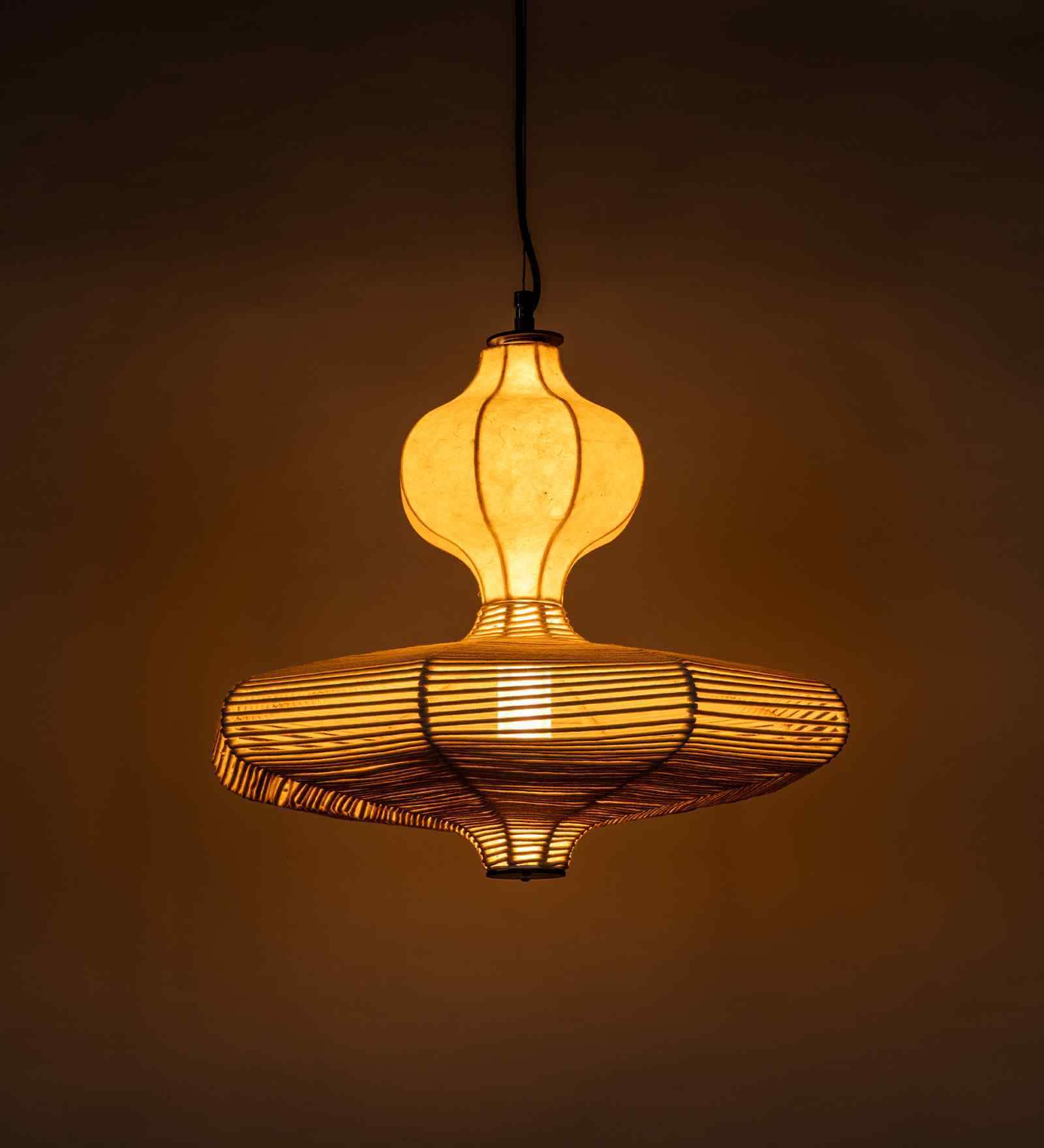 AUM Mountain Gleam 2 Layer Handcrafted Pendant Lamp with Bulb (Fibre, E27 Holder)