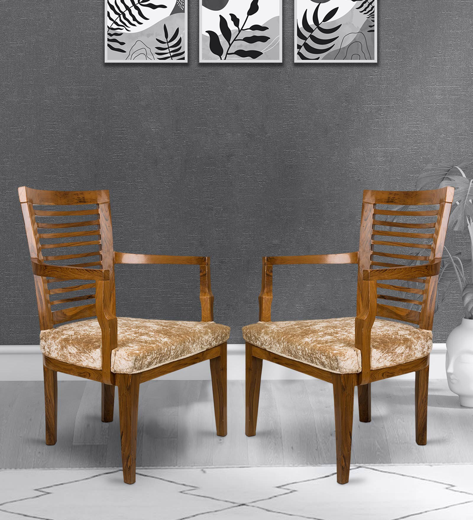 Aura Arm Chair (Set of 2) in Teak Colour