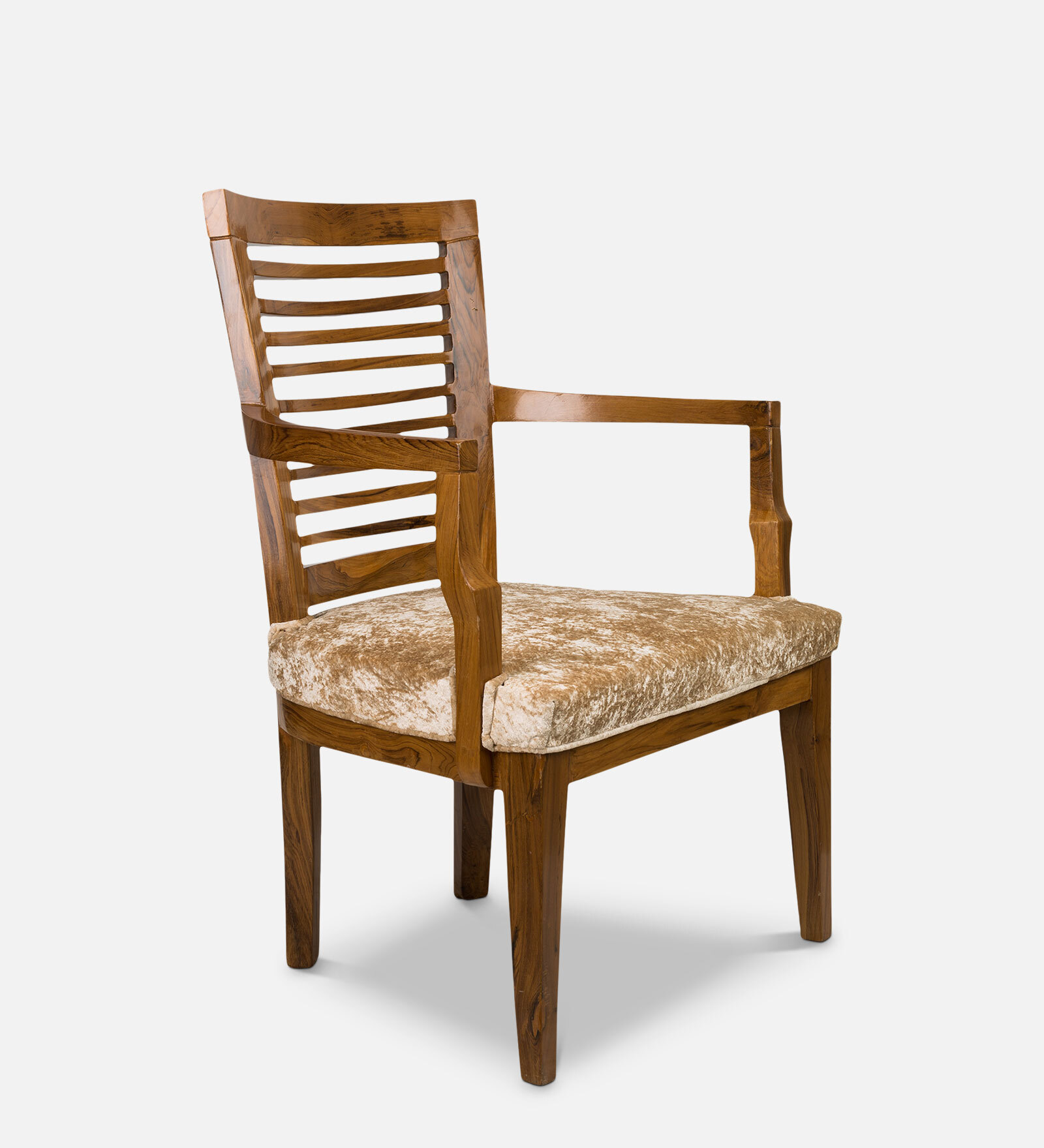Aura Solid Wood Arm Chair In Teak & Gold Colour Set Of 2