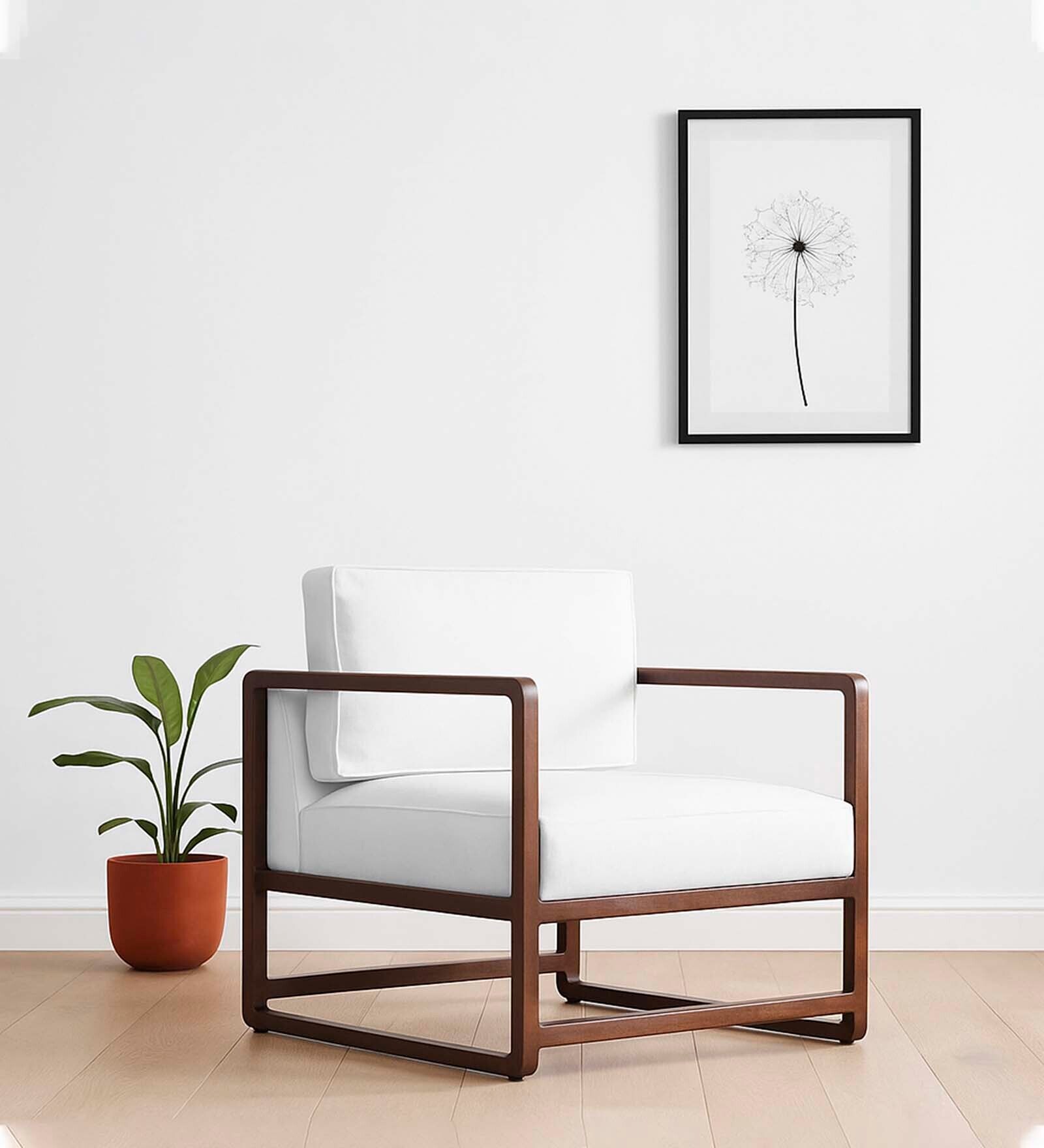 Aura Pu Leather Arm Chair in Off White Colour