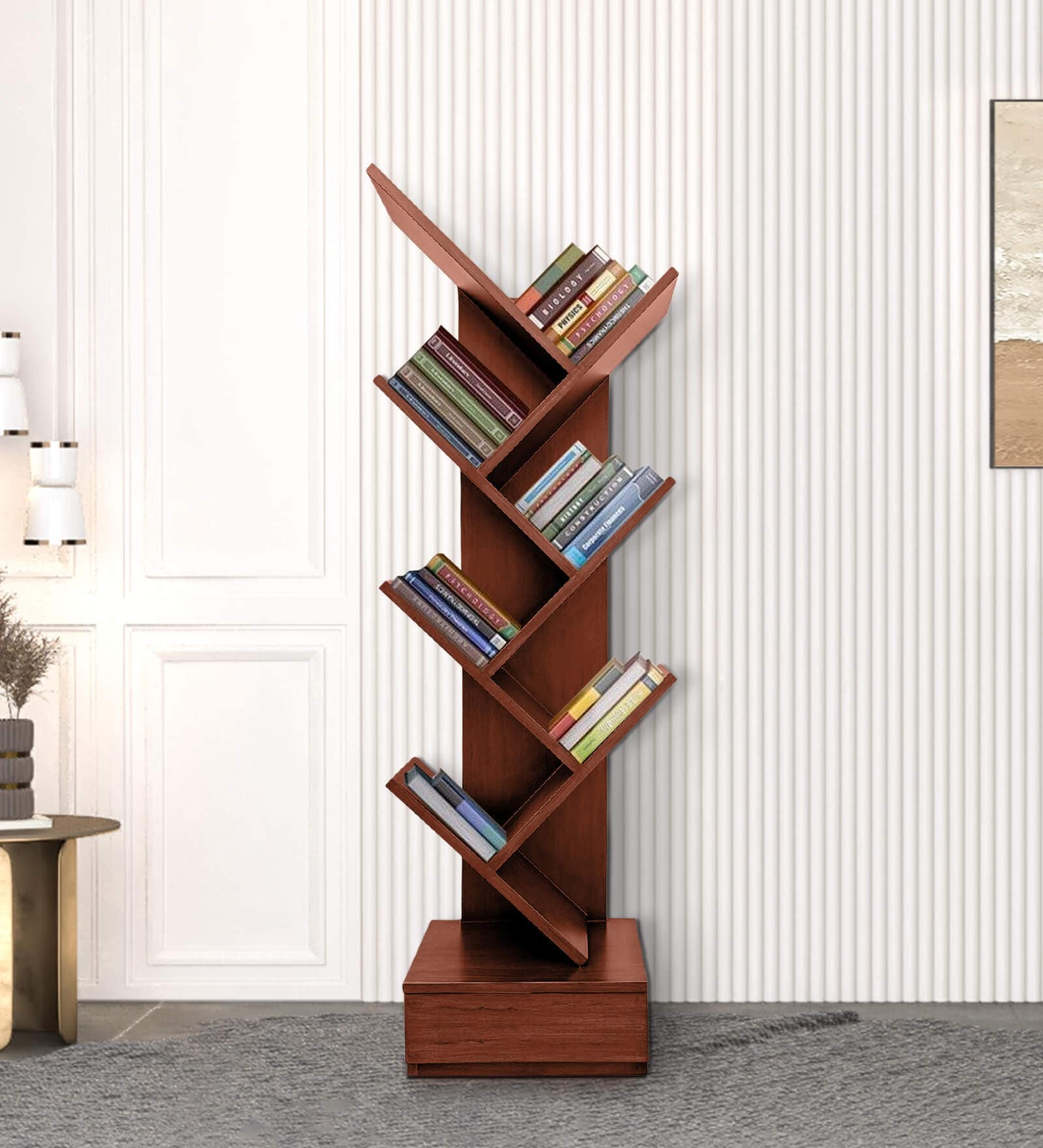 Aura Book Shelf In Light Walnut Finish With Drawer