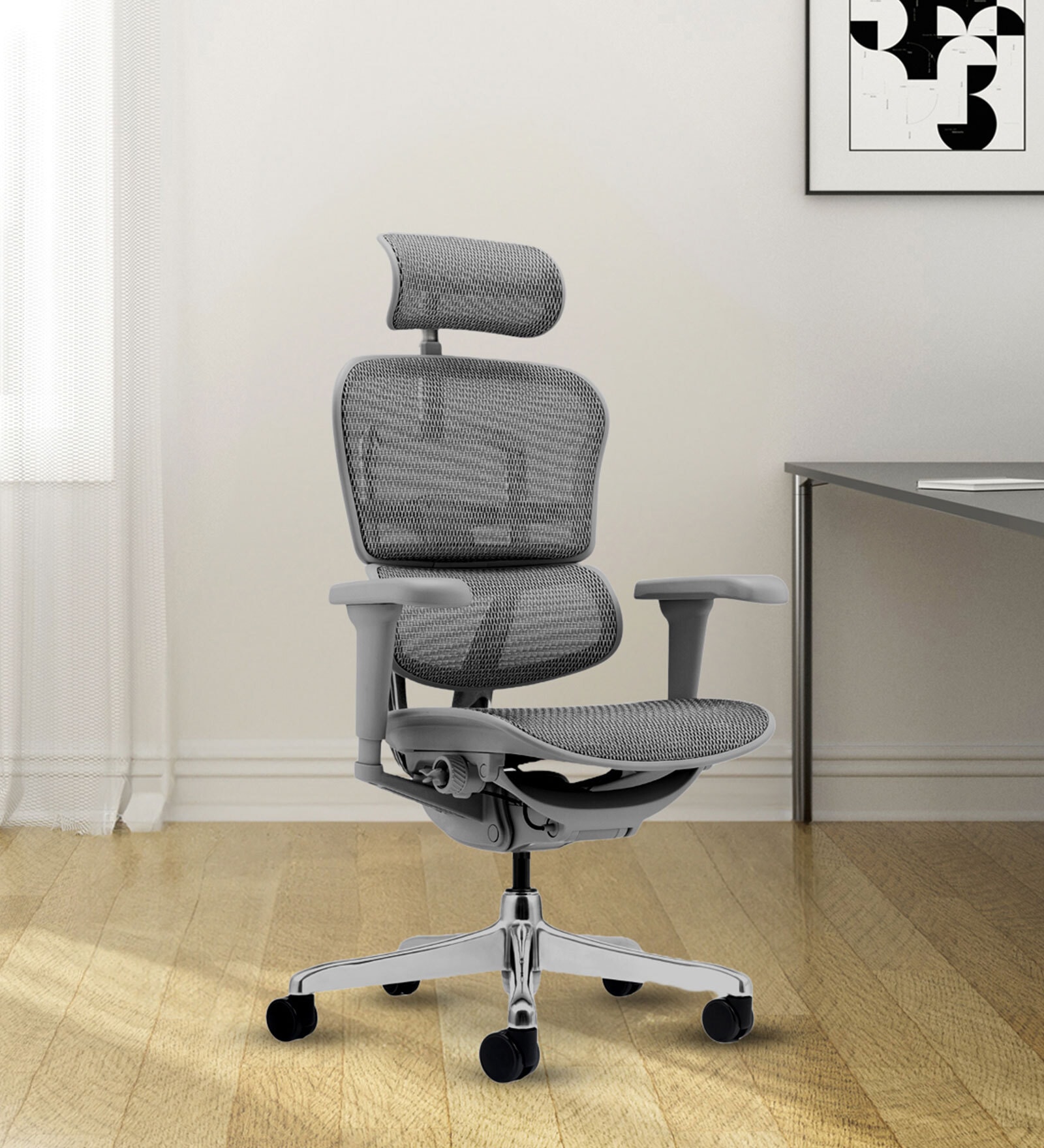 Buy Aura Ultra Breathable Mesh Ergonomic Chair in Grey Color with ...