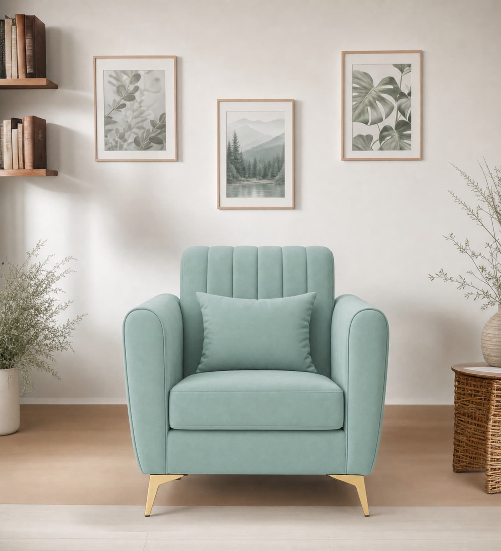 Aura 1 Seater Sofa In Sea Green Color