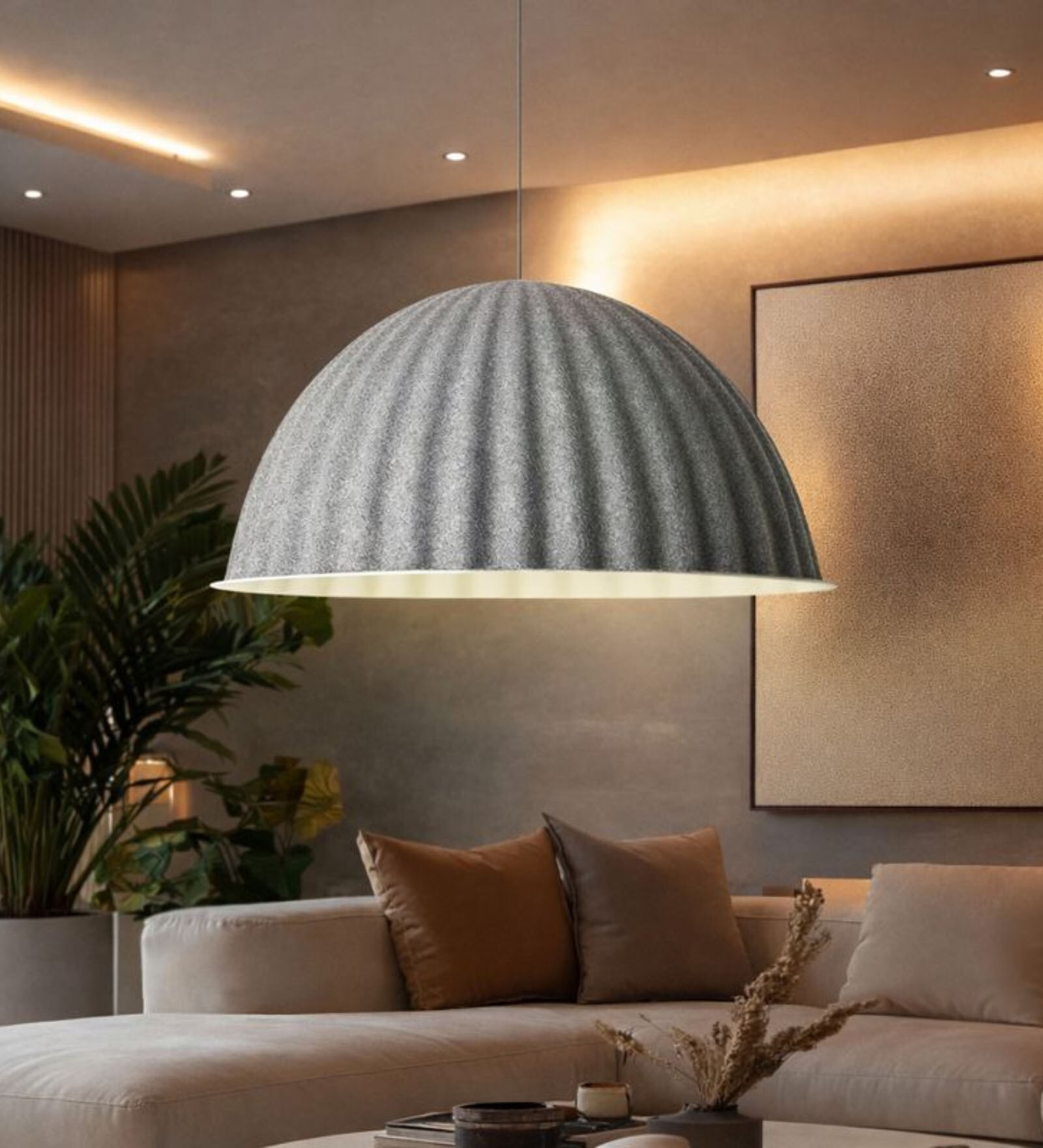 AuraBell  Acoustic Pendant   Light Grey   55 cm
