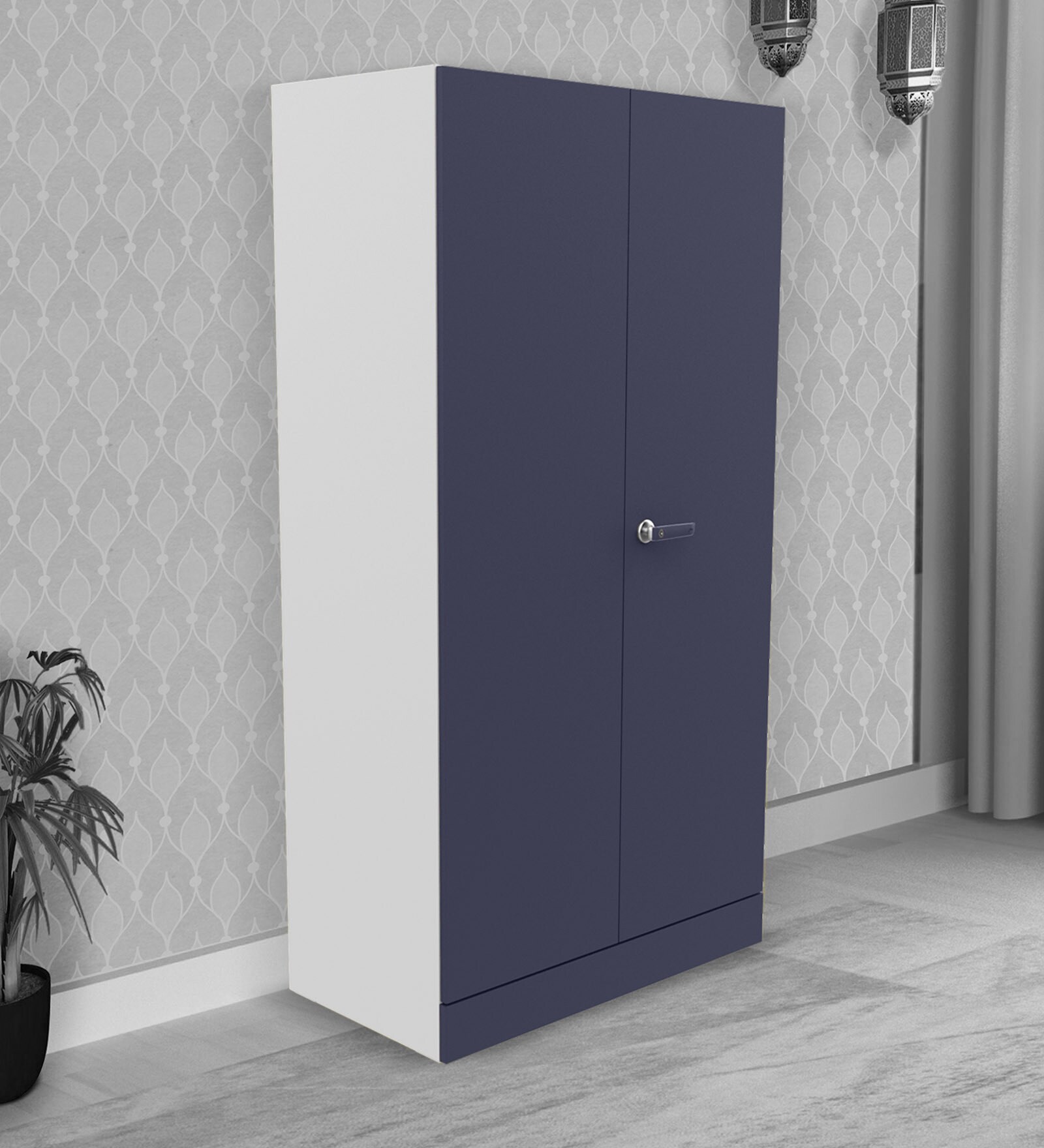 Auraline Metal 2 Door Almirah in Textured Navy Blue Colour