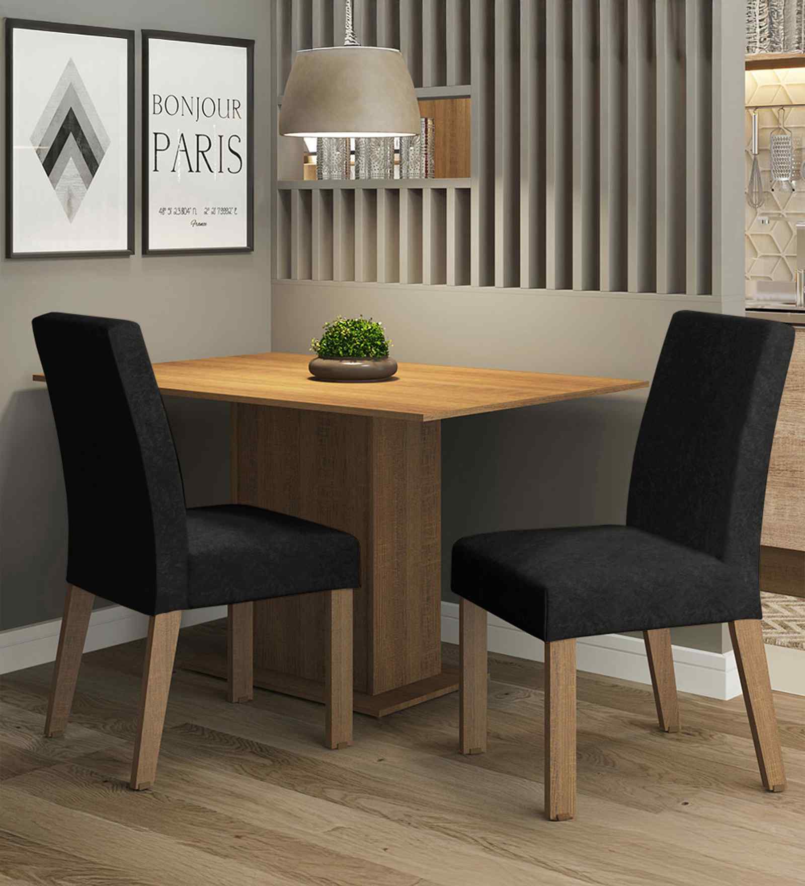 Aurea 2 Seater Dining Set In Brown Finish
