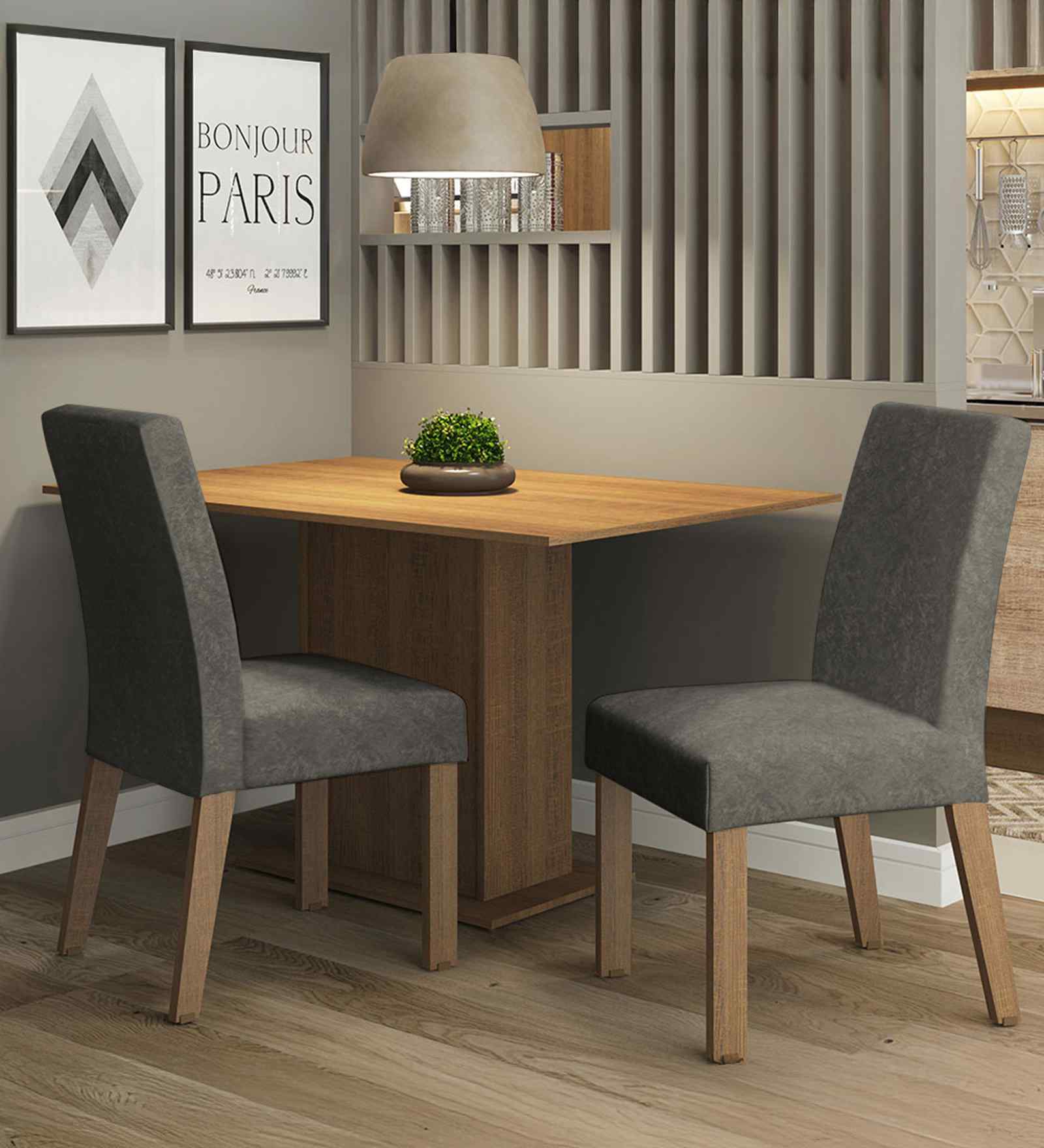 Aurea 2 Seater Dining Set In Brown Finish