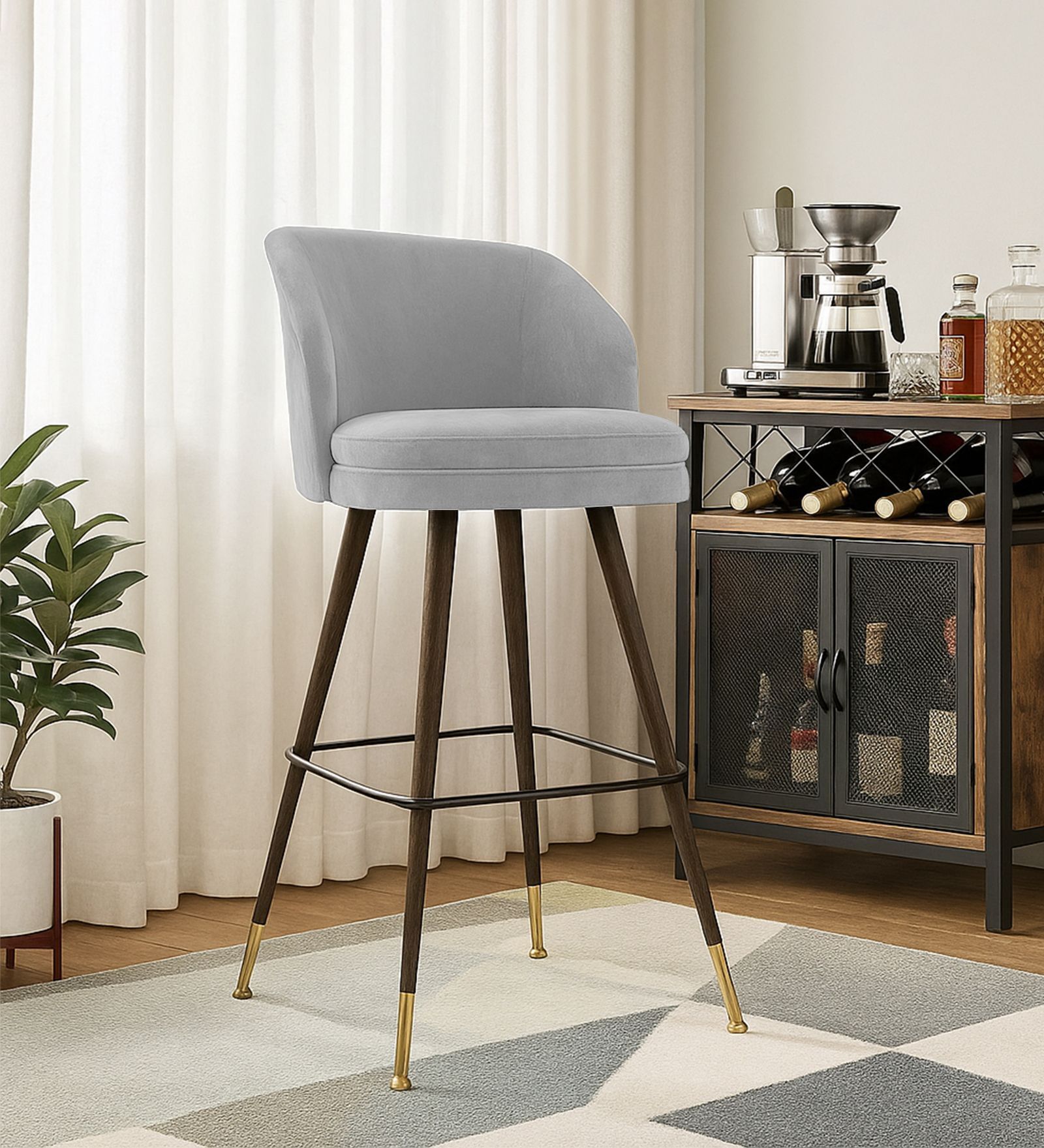 Aurelia Modern Bar Stool In Light Grey Colour