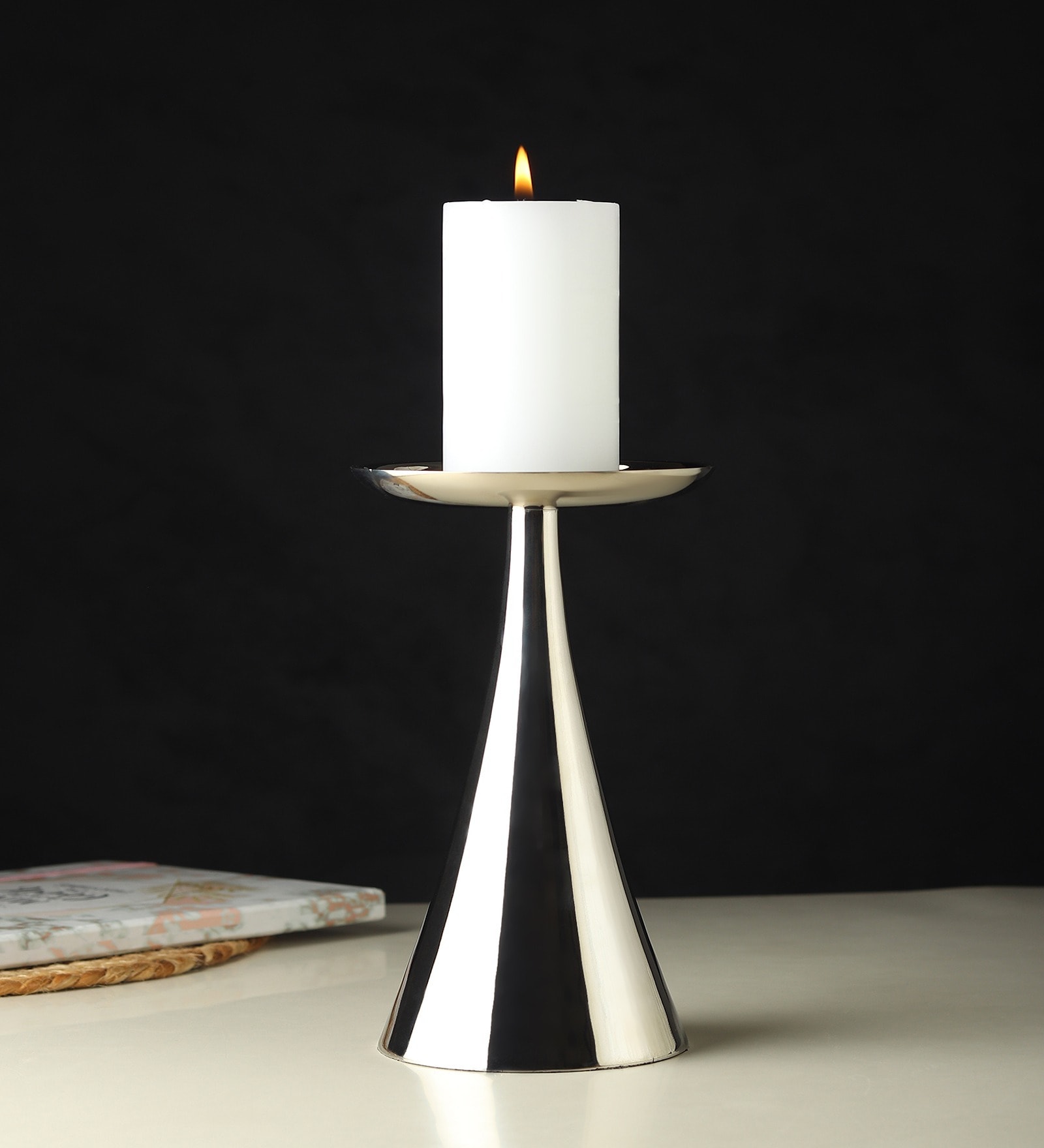 Aureus Petite Silver Pillar Candle Stand