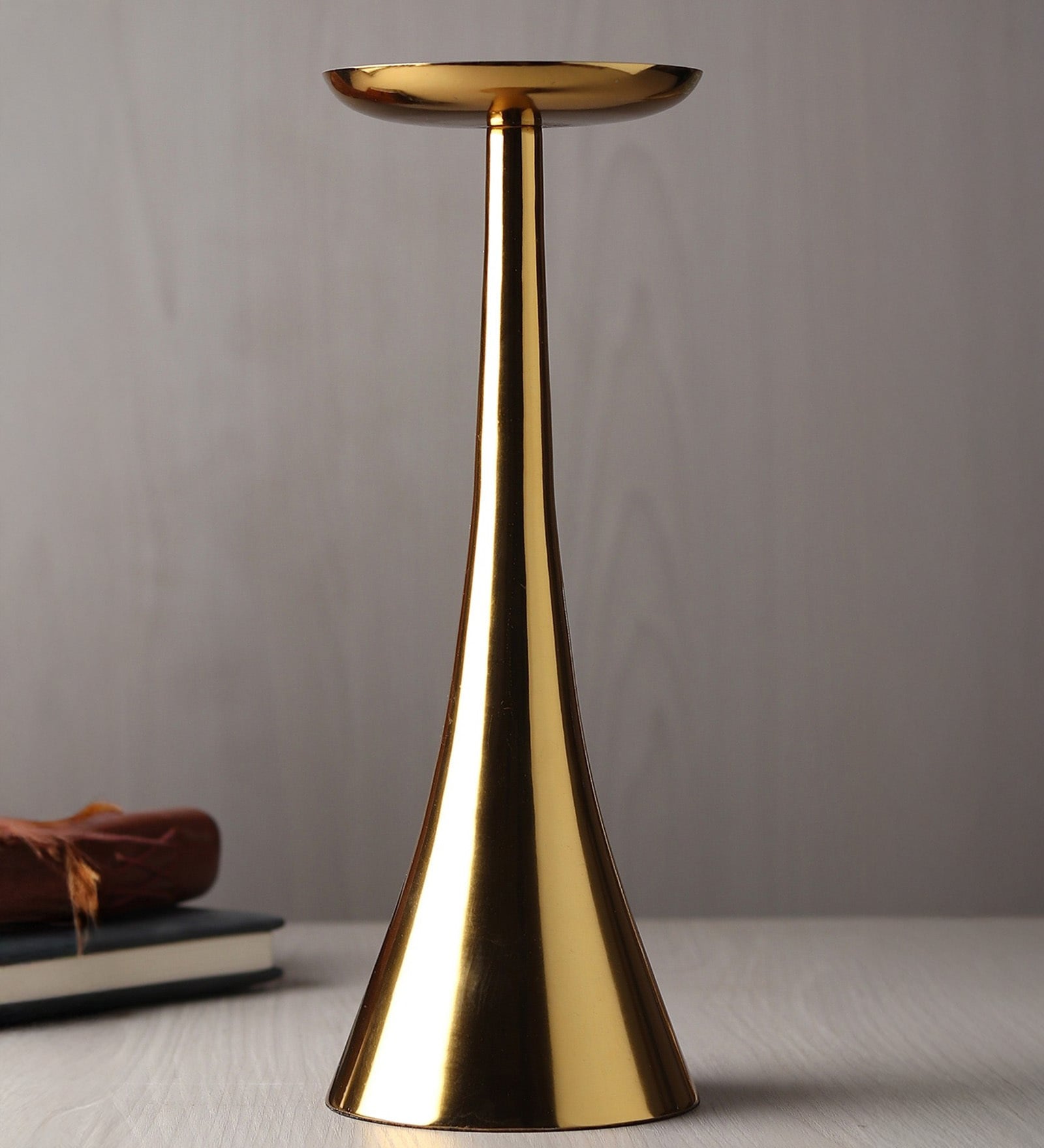 Aureus Tall Gold Pillar Candle Stand