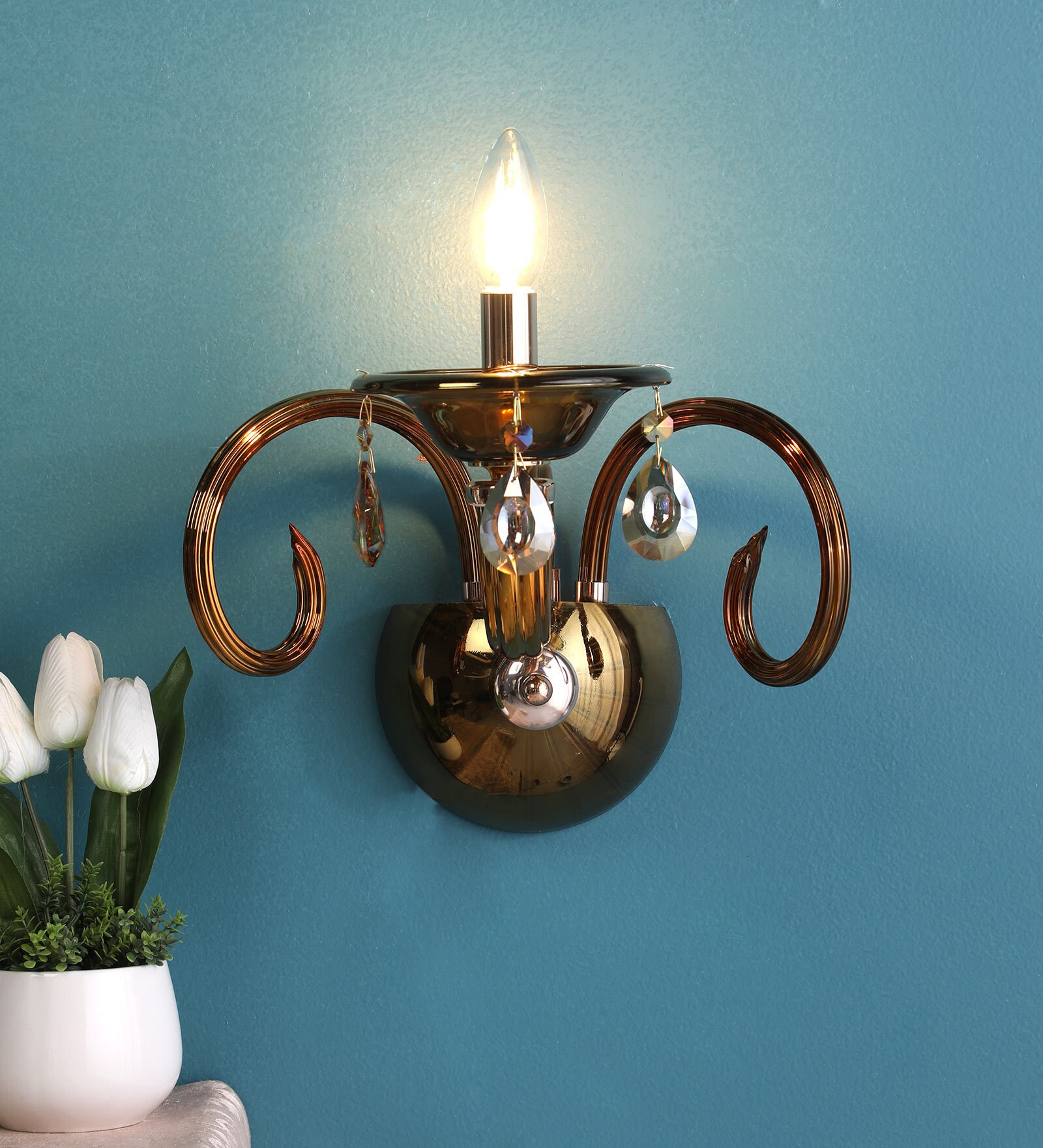 Palermo Gold Crystal Candle Wall Light