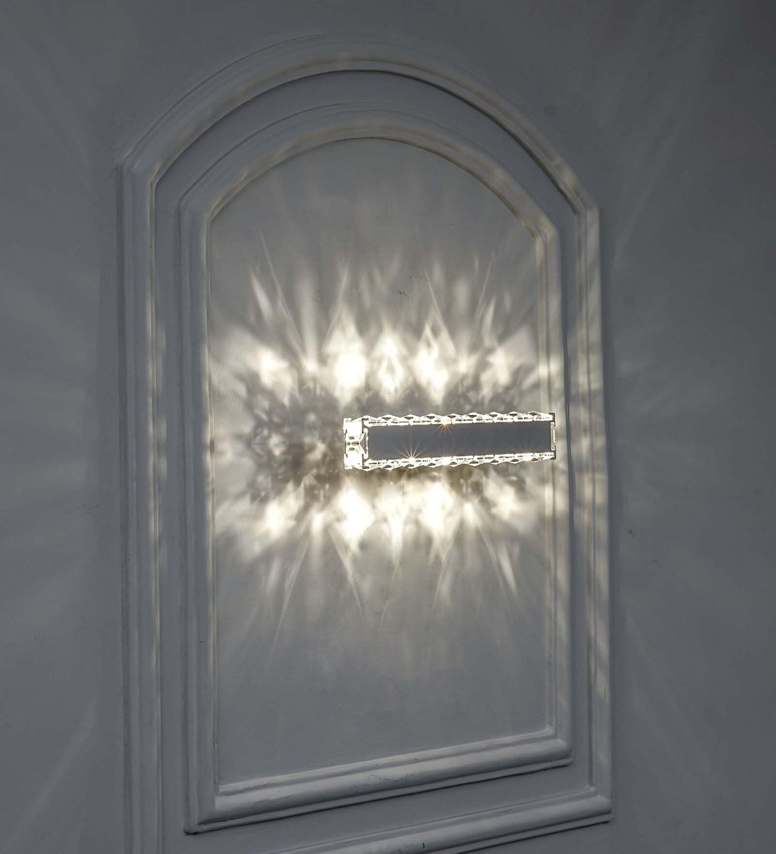 Aurion Crystal Led Mirror Wall Light With Asfour Crystals | Modern Vanity Light For Bathroom Mirror, Dressing Table & Living Room | Chrome Finish Metal Body (Inbuilt Led)