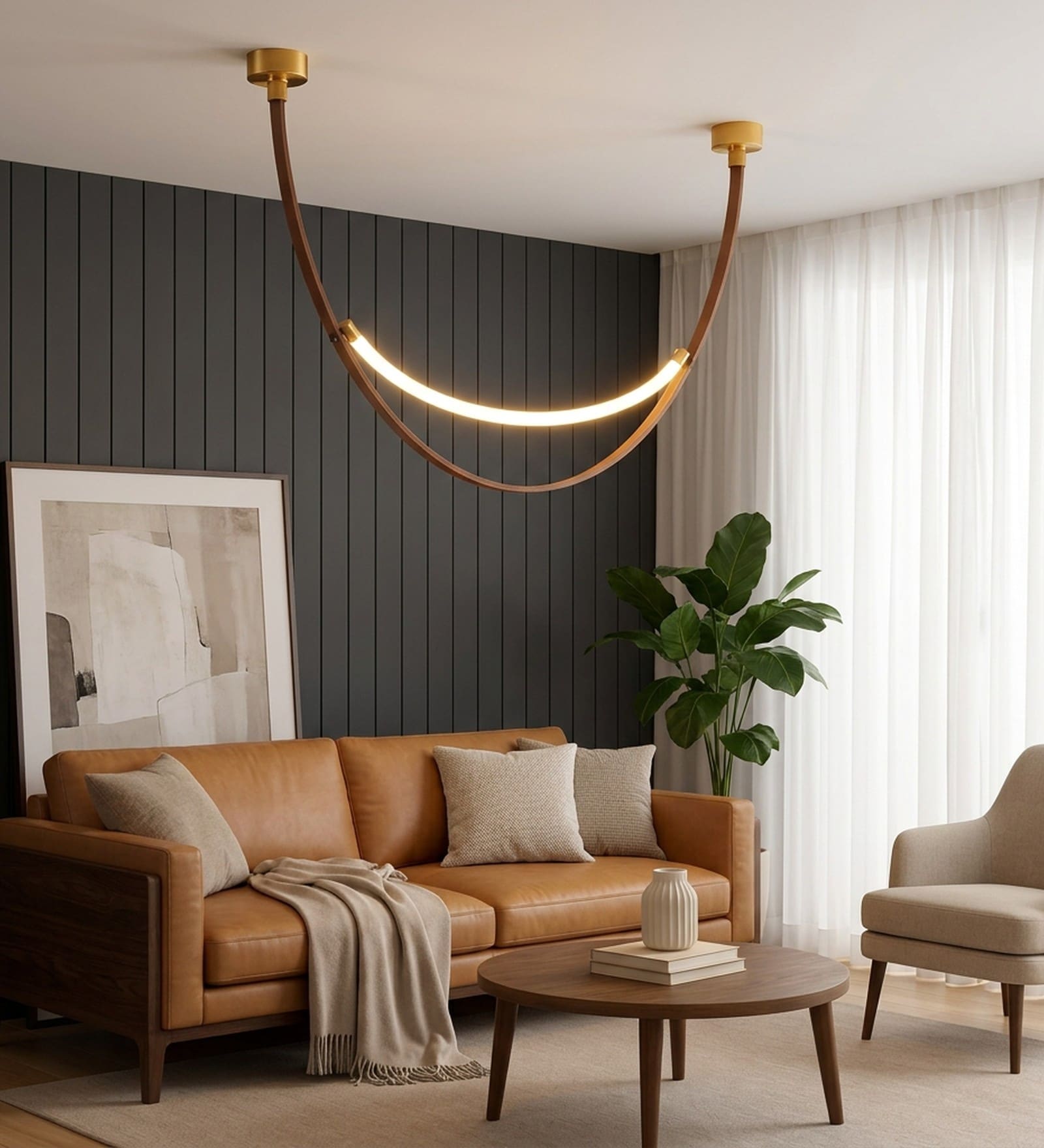 Aurora Arc Tri-Colour LED Pendant Ceiling Light for Living Room