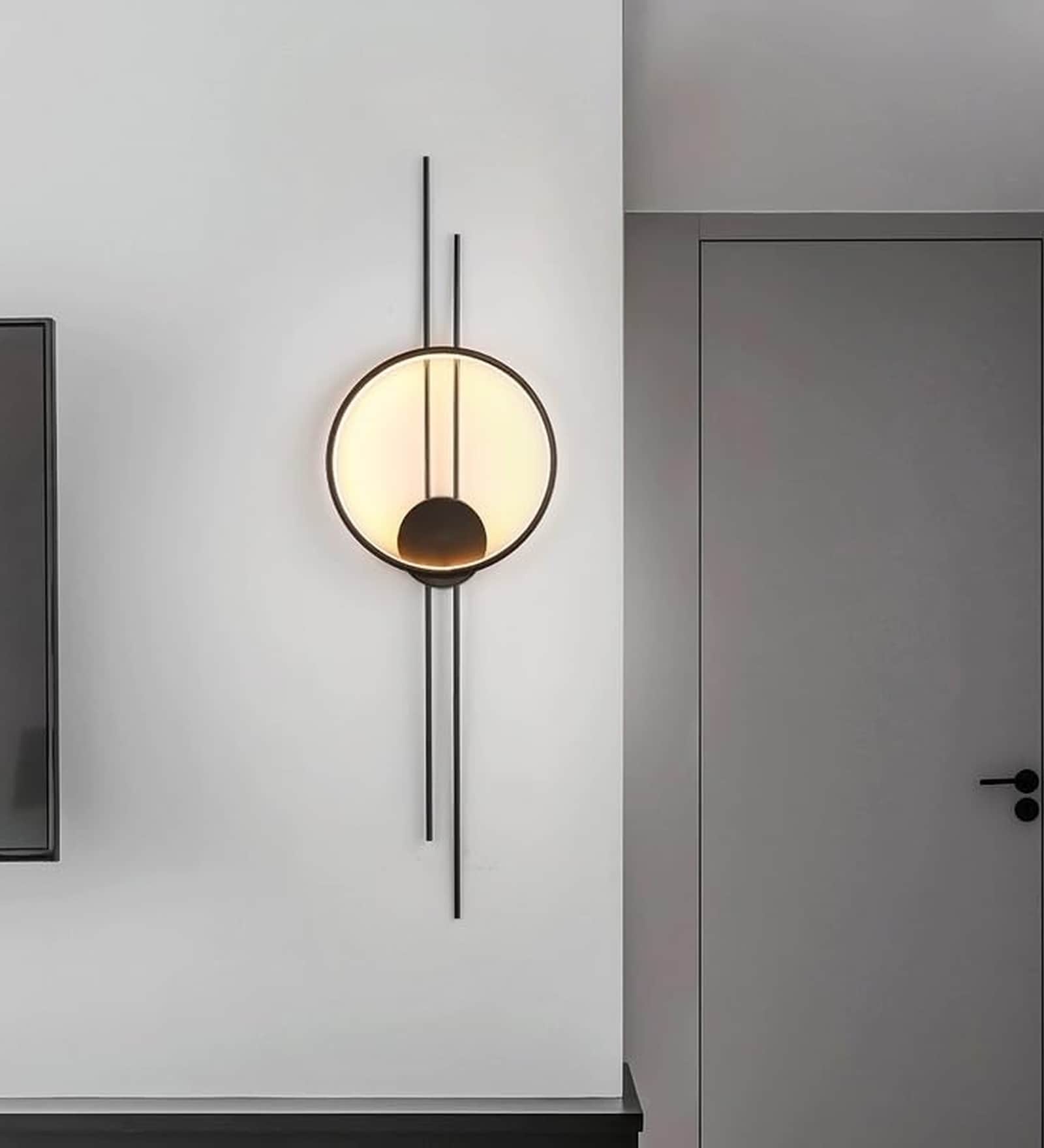 Aurora Halo Black Metal Tri-Color LED Wall Sconce