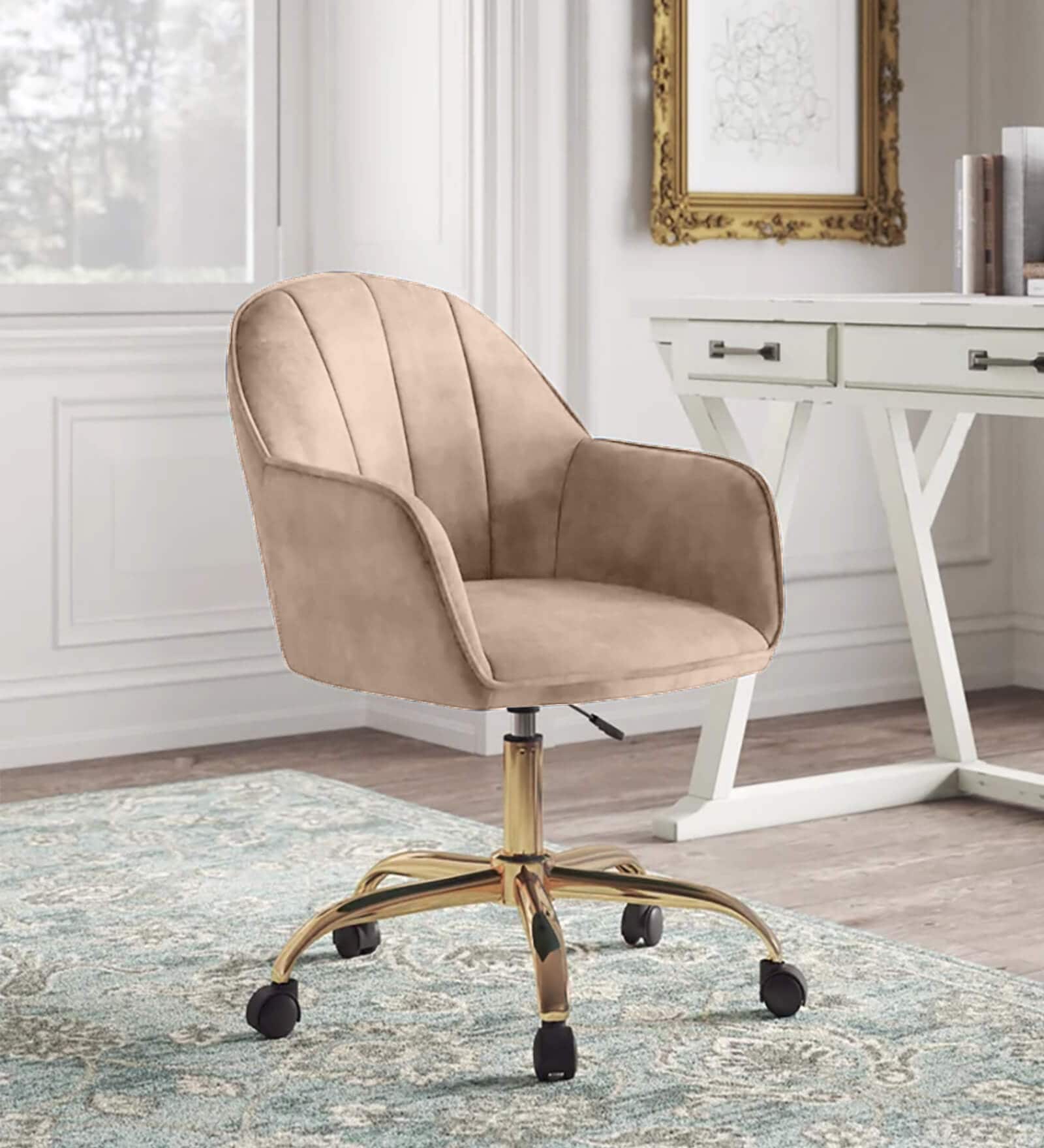 Aurora Velvet Guest Chair In Brown Colour