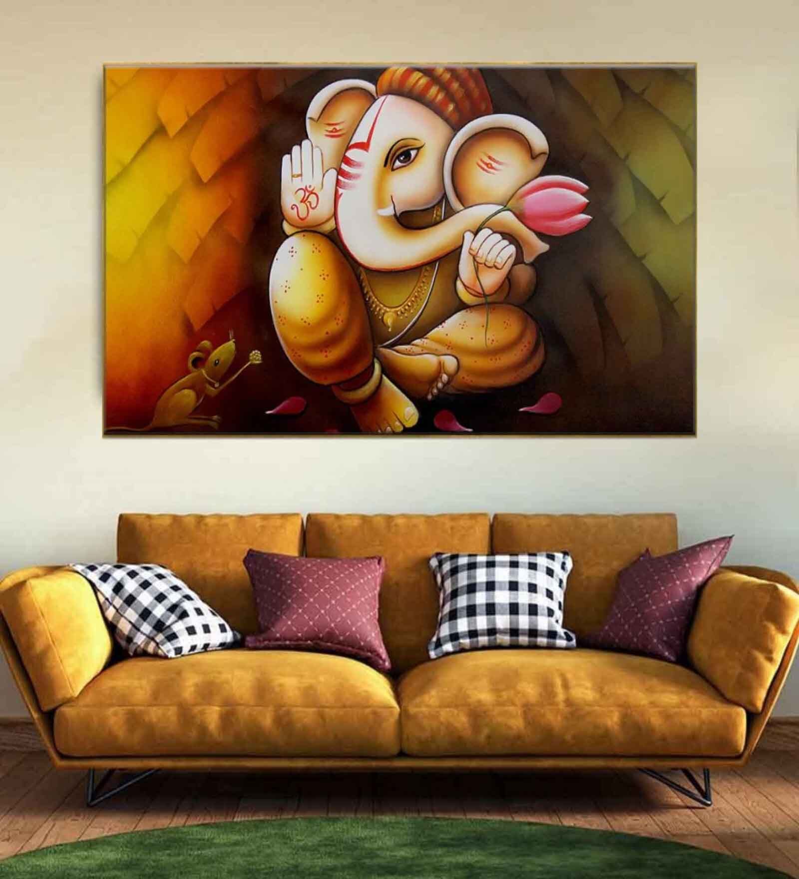 Auspicious Ganesha Multicolour Canvas Art Print