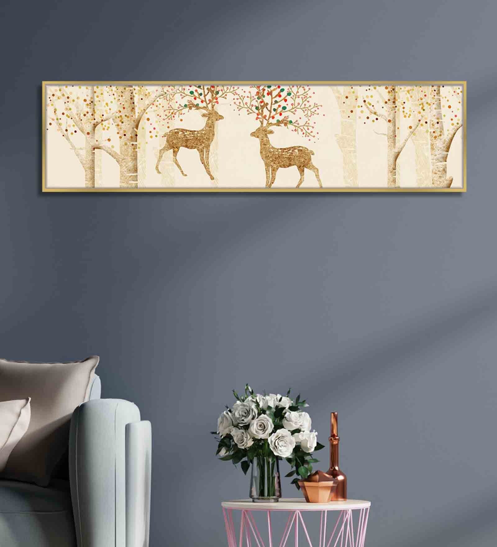 Auspicious Golden Dear Canvas Art Print