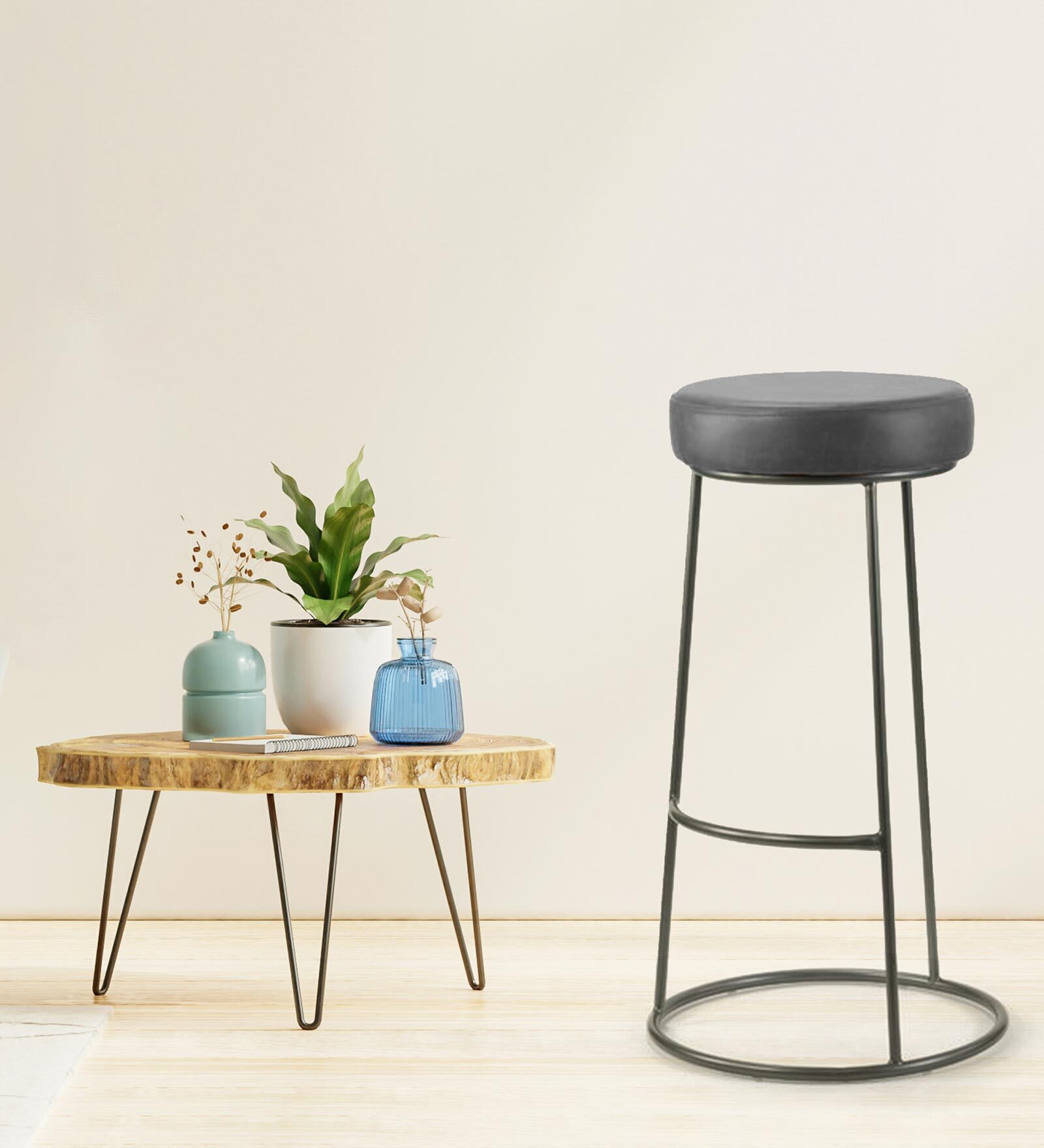 Buy Austin Metal Bar Stool in Grey Colour at 50 OFF by Workspace by