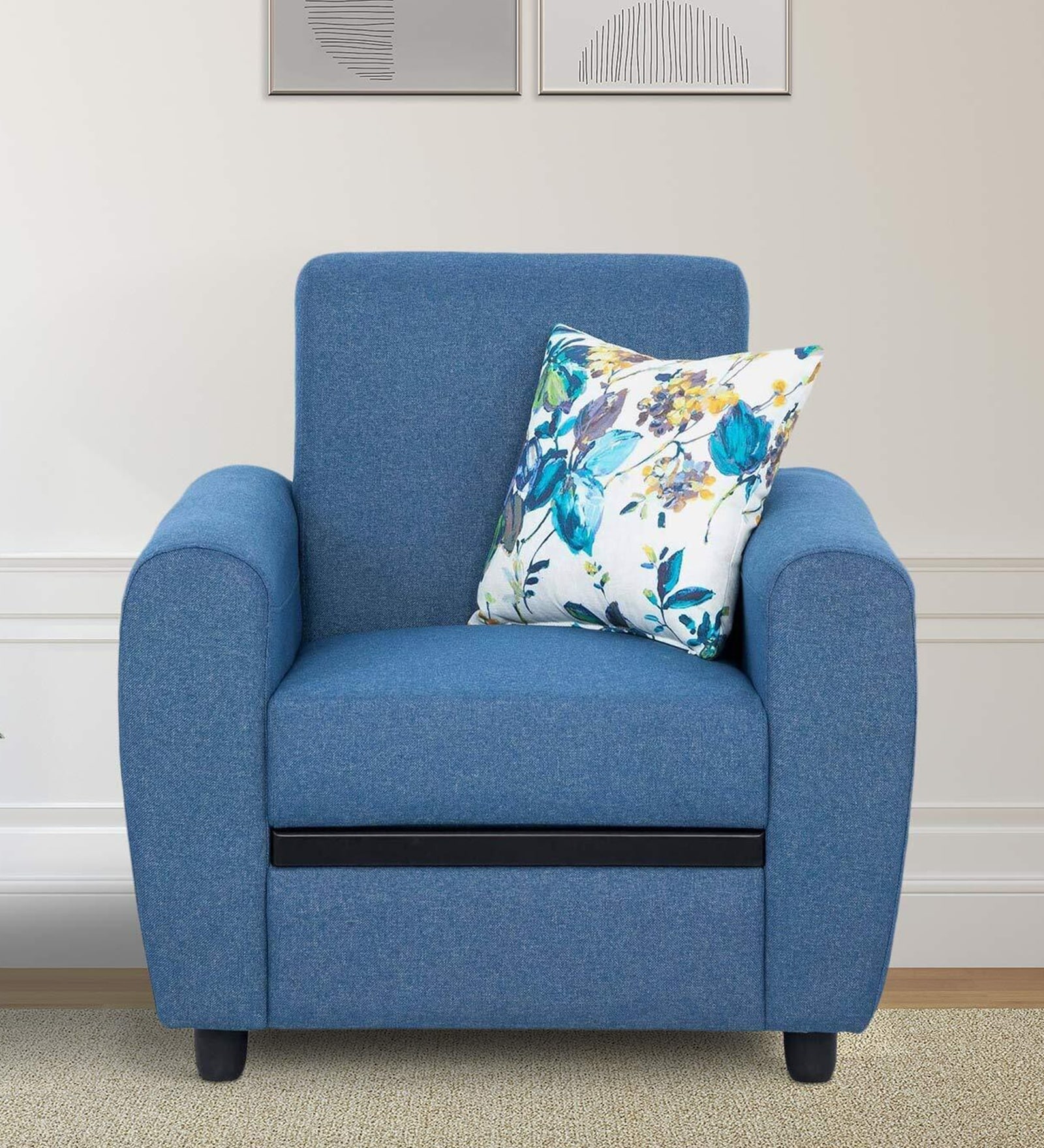 Austin Fabric 1 Seater Sofa in Blue Colour