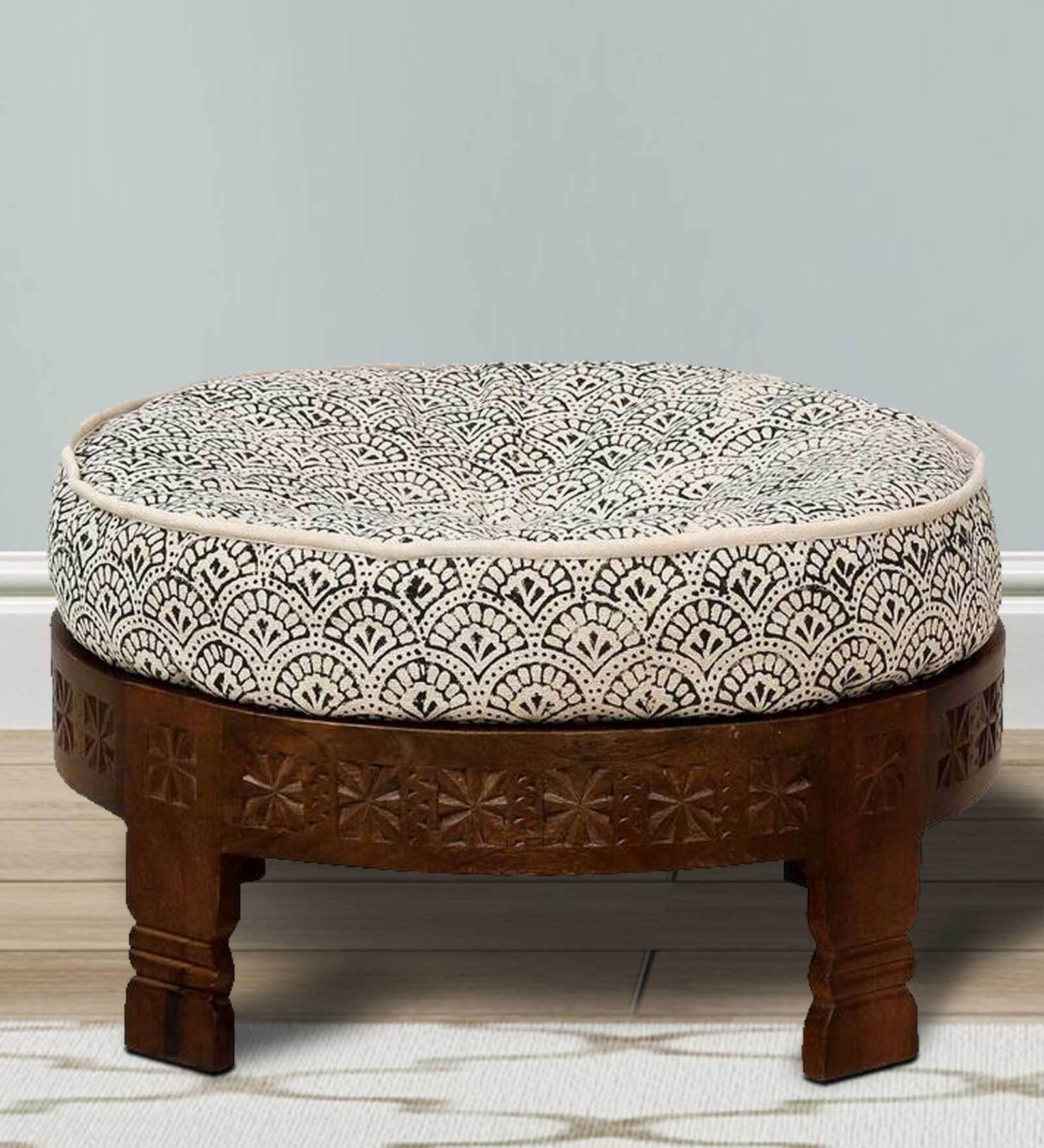 Auti Solid Wood Foot Stool In Provincial Teak Finish