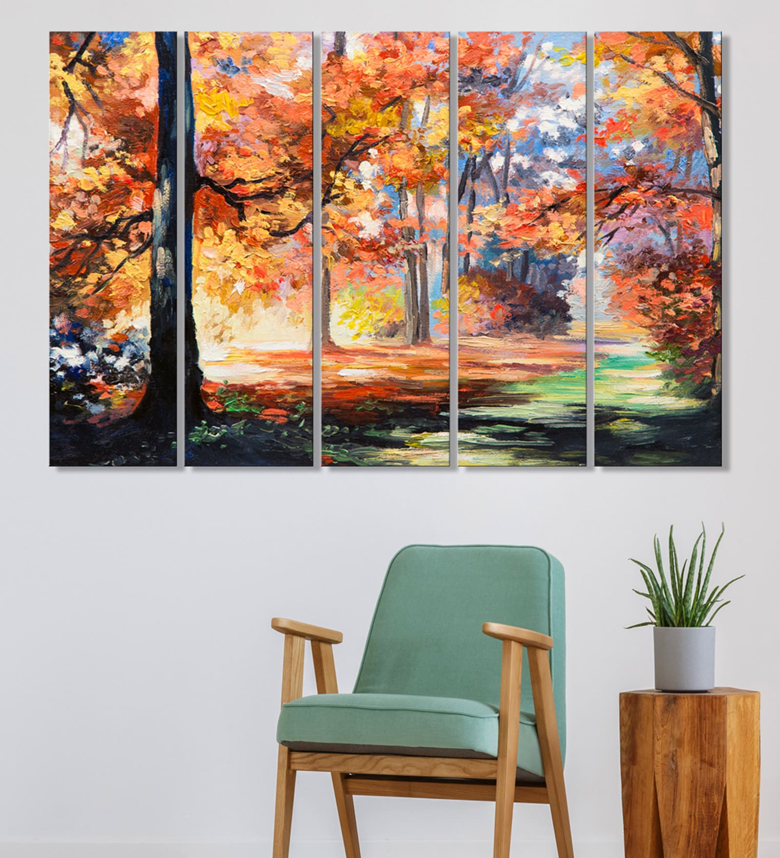 Autum Yellow MDF Unframed Floral Art Panels Set of 5