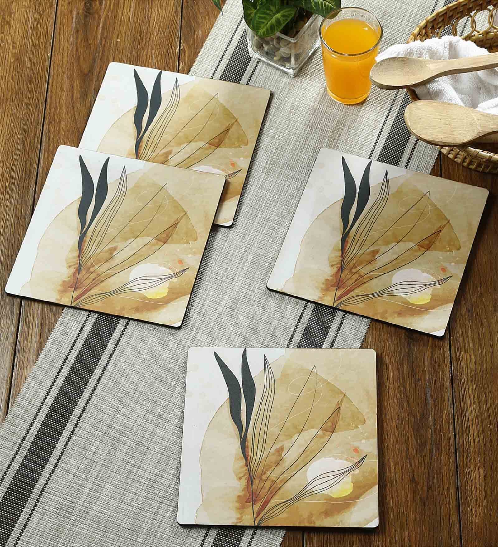 Autumn Cream MDF (Set of 4) Table Coaster Reinvention factory
