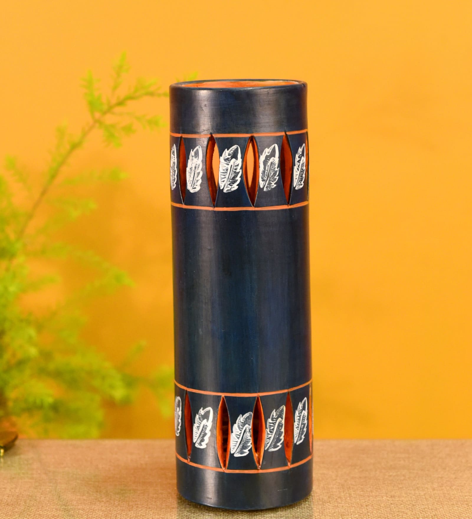 Autumn Leaf Mylo Blue Terracotta Table Vase