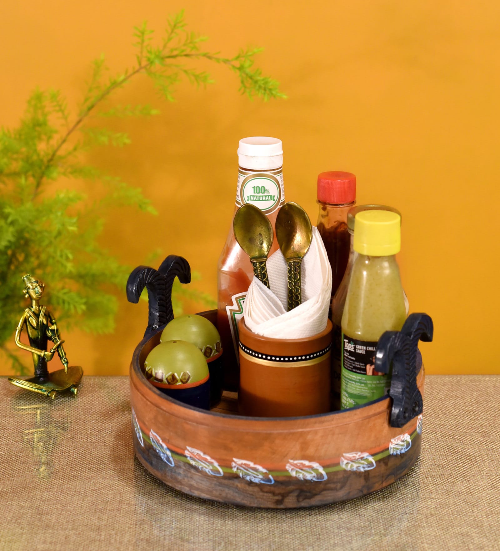 Autumn Leaf Brown  Wood  Serving Tray