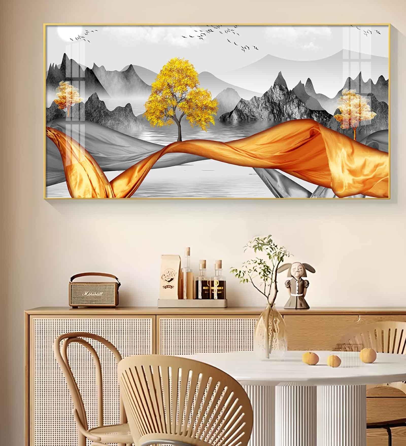 Autumnal Elegance Glass Finish Horizontal Wall Art