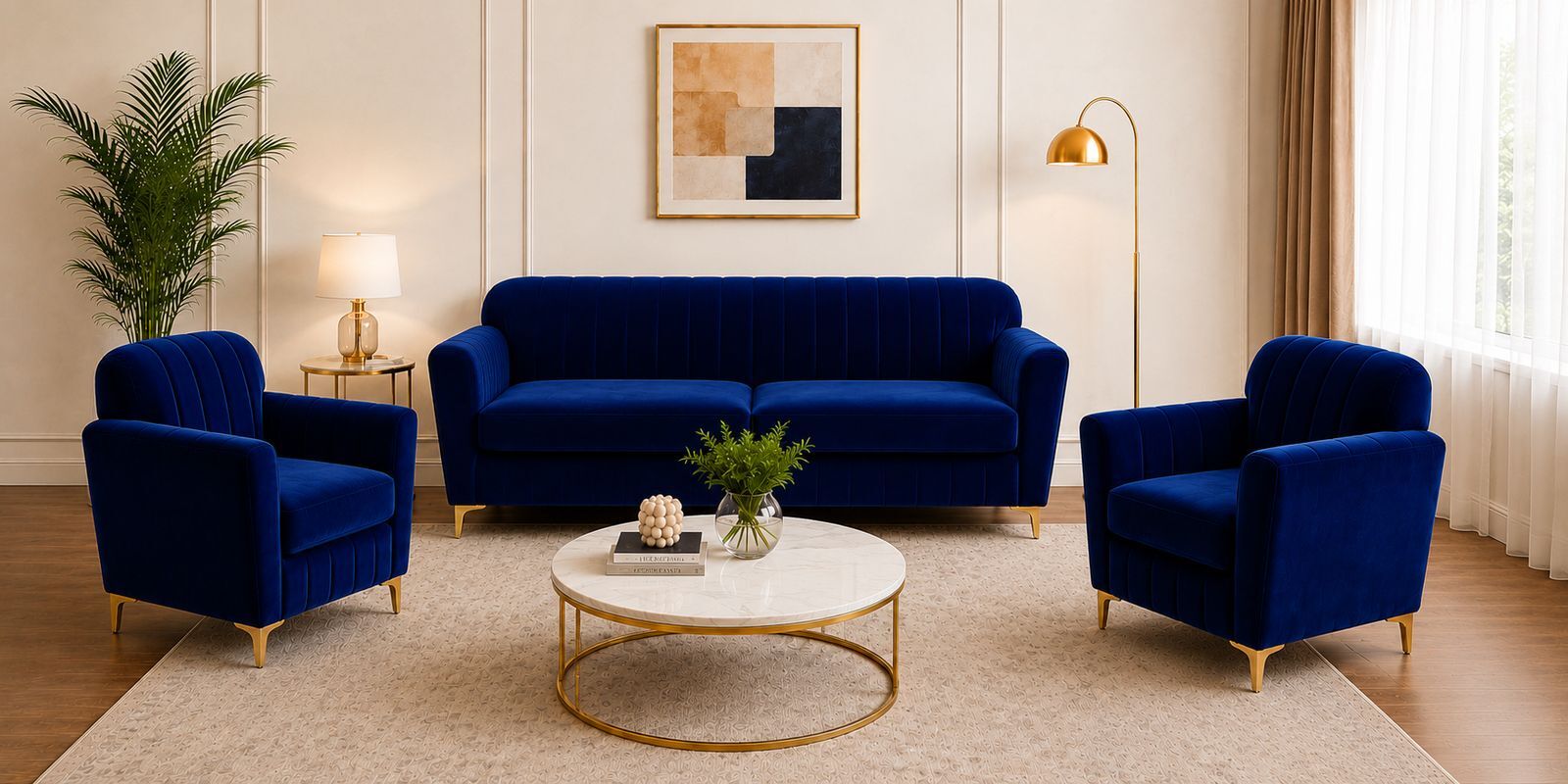 Augusta (3+1+1) Seater Sofa In Blue Color