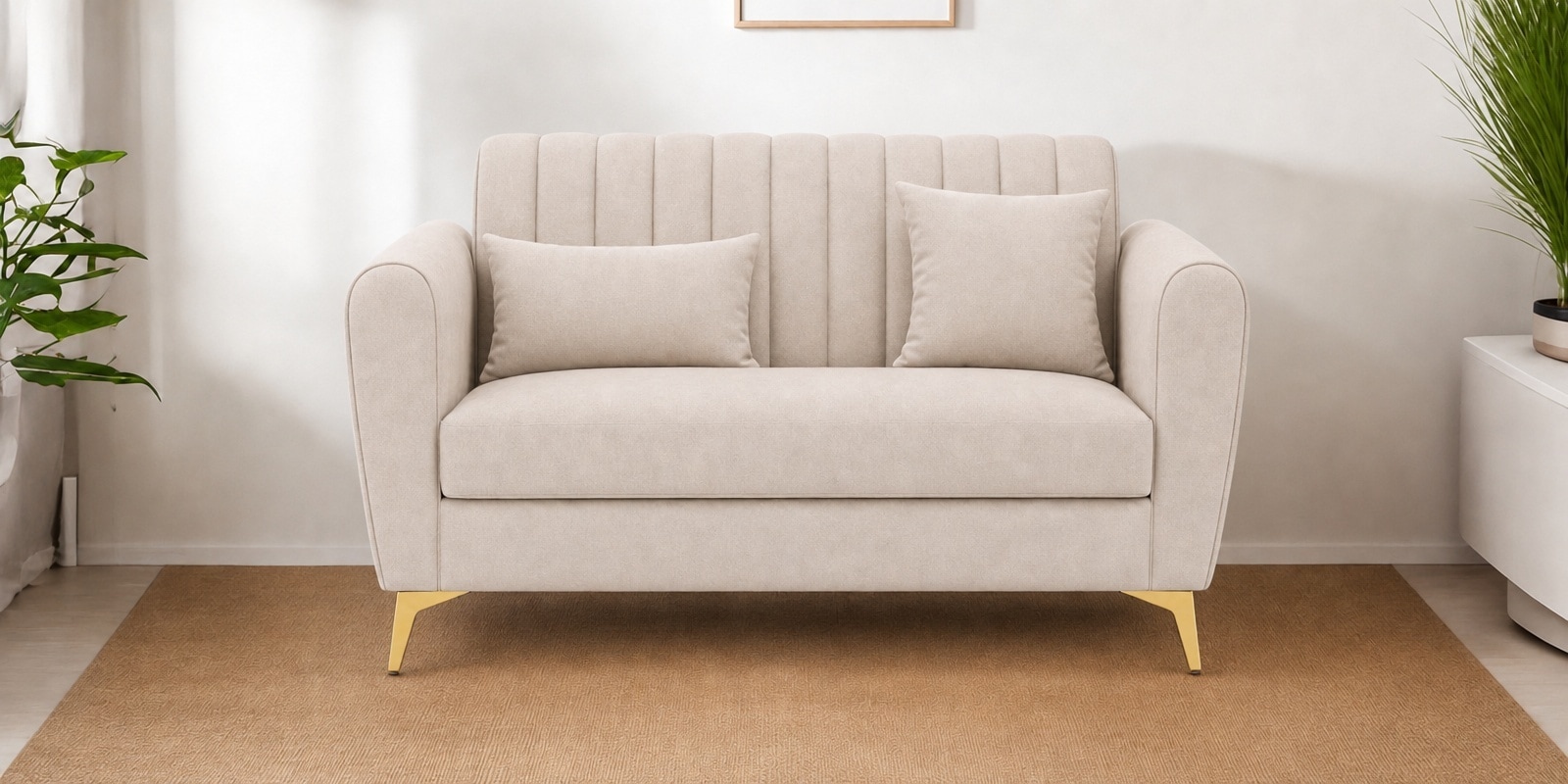 Aura 2 Seater Sofa In Beige Color