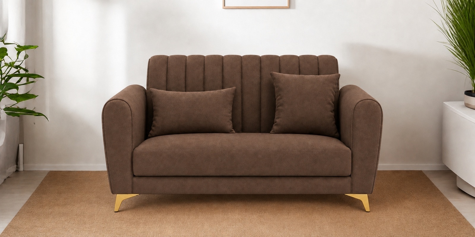 Aura 2 Seater Sofa In Brown Color
