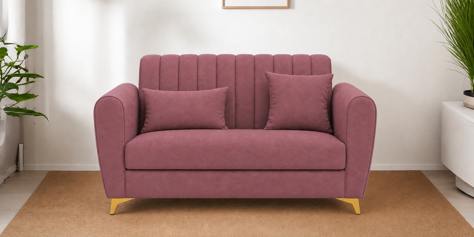 Aura 2 Seater Sofa In Onion Pink Color