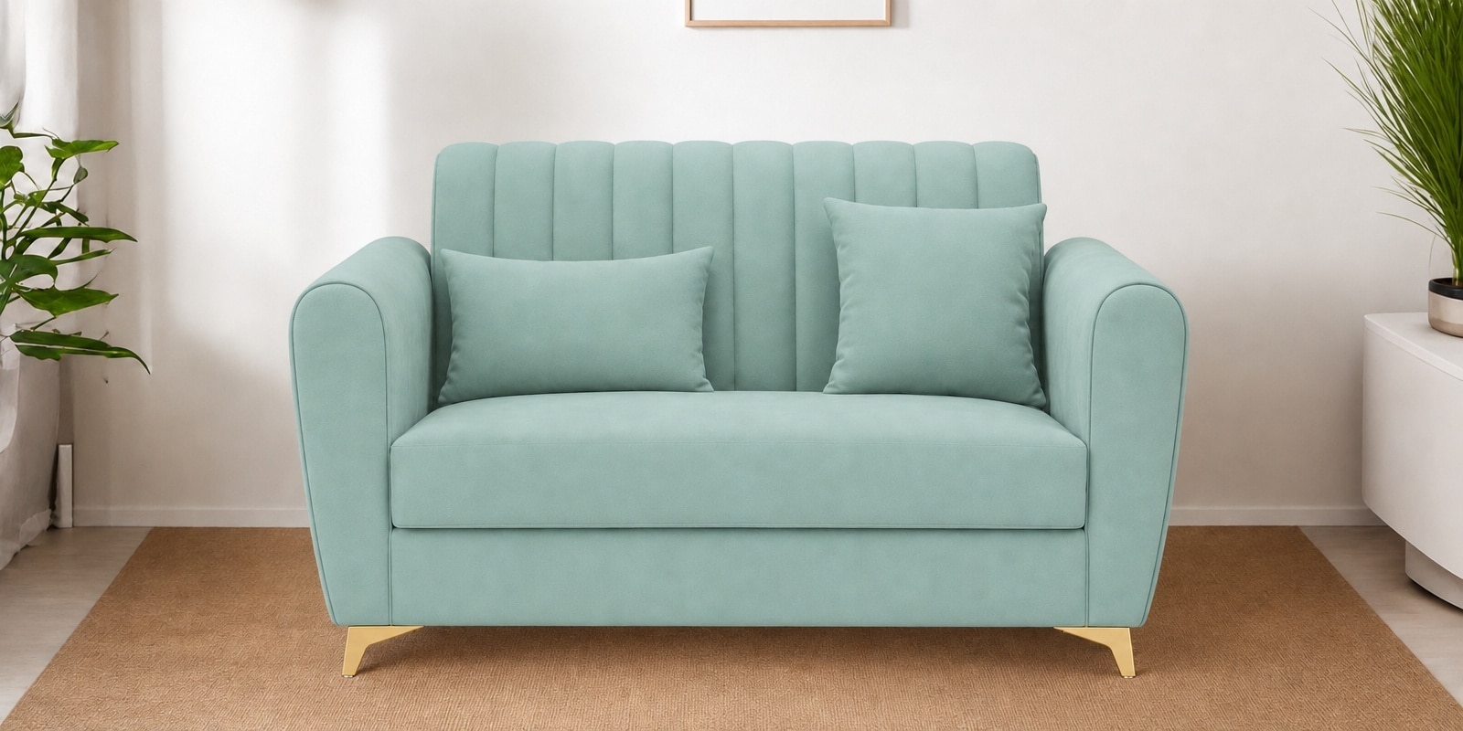 Aura 2 Seater Sofa In Sea Green Color