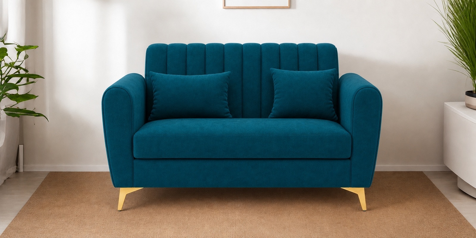 Aura 2 Seater Sofa In Teal Green Color