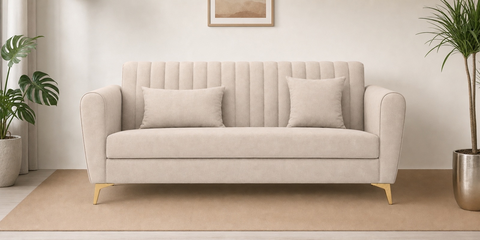 Aura 3 Seater Sofa In Beige Color