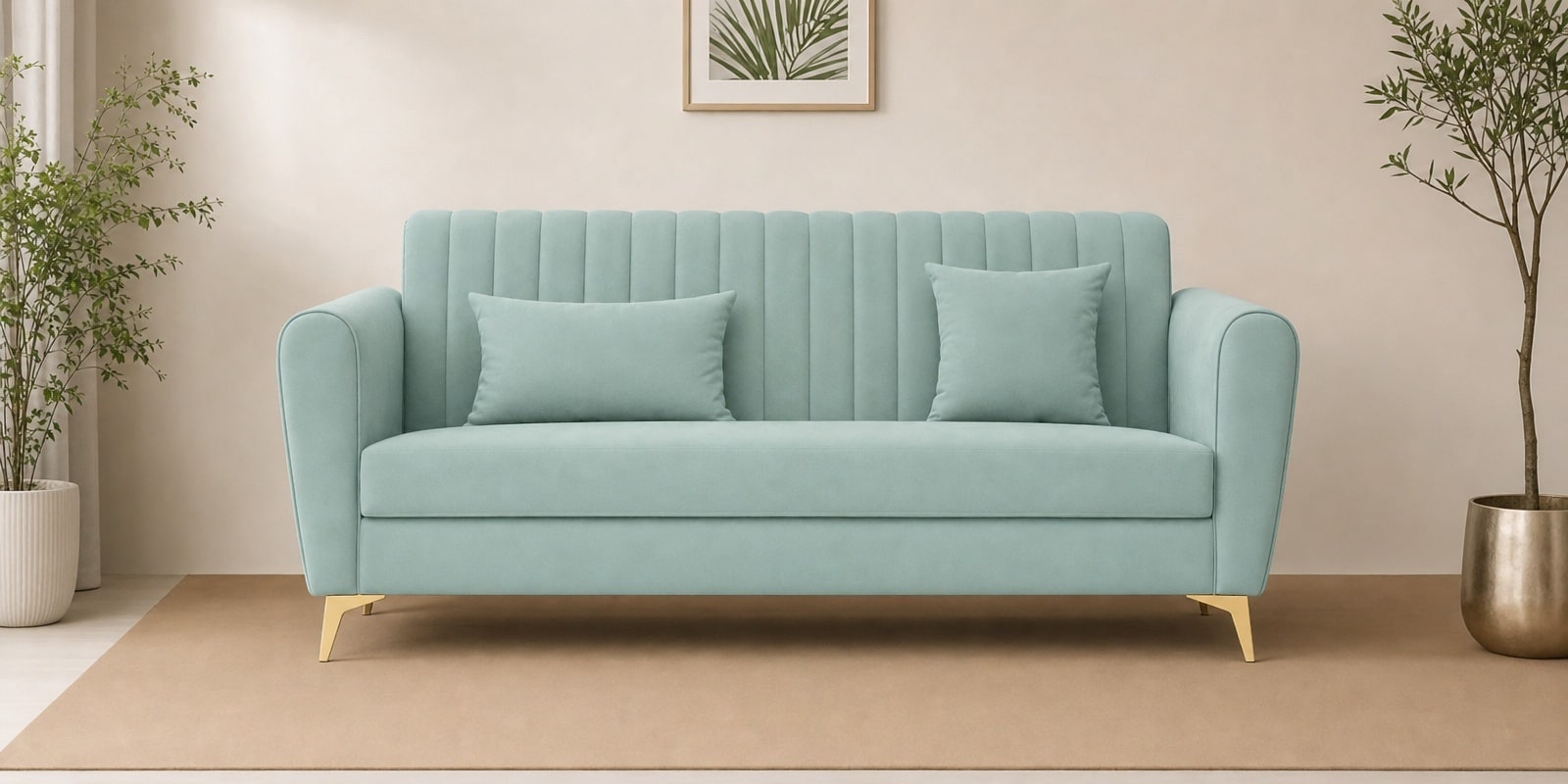Aura 3 Seater Sofa In Sea Green Color