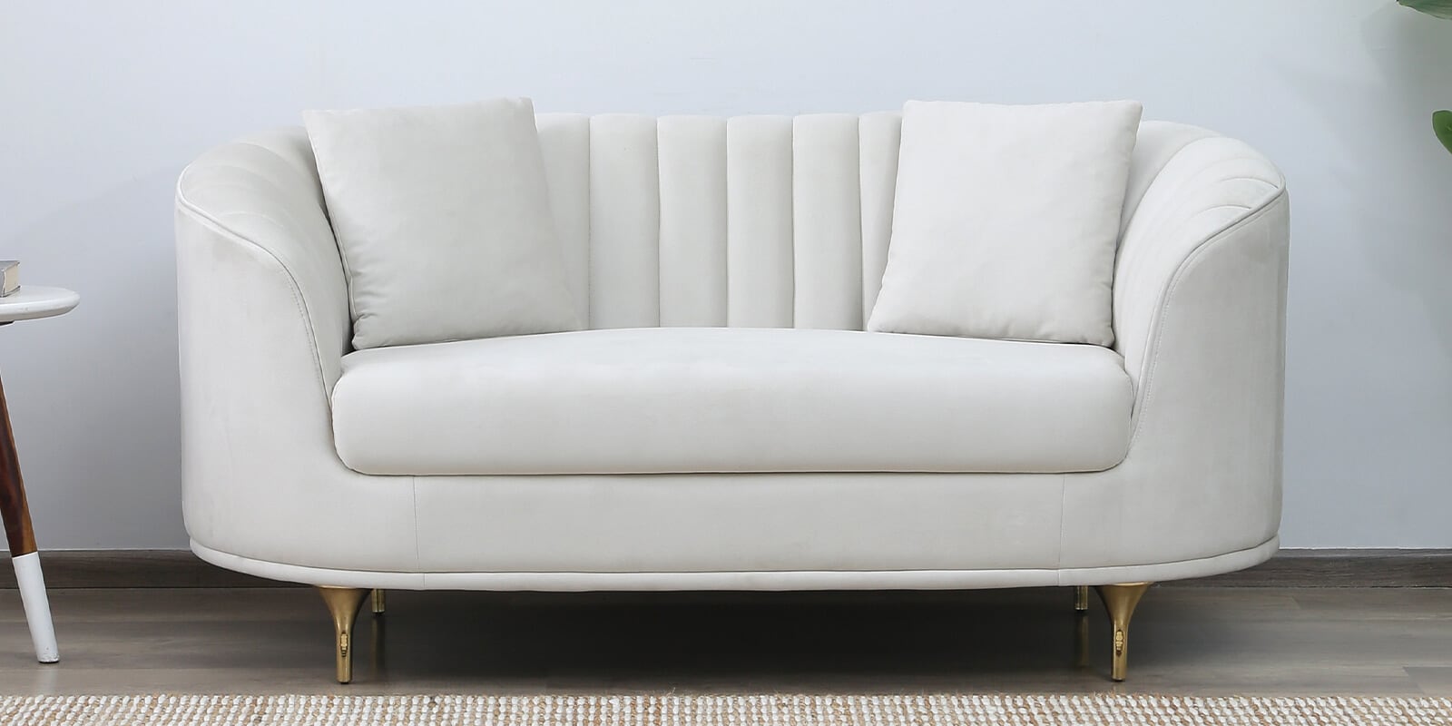 Jacinth Fabric 2 Seater Sofa In Cream Colour