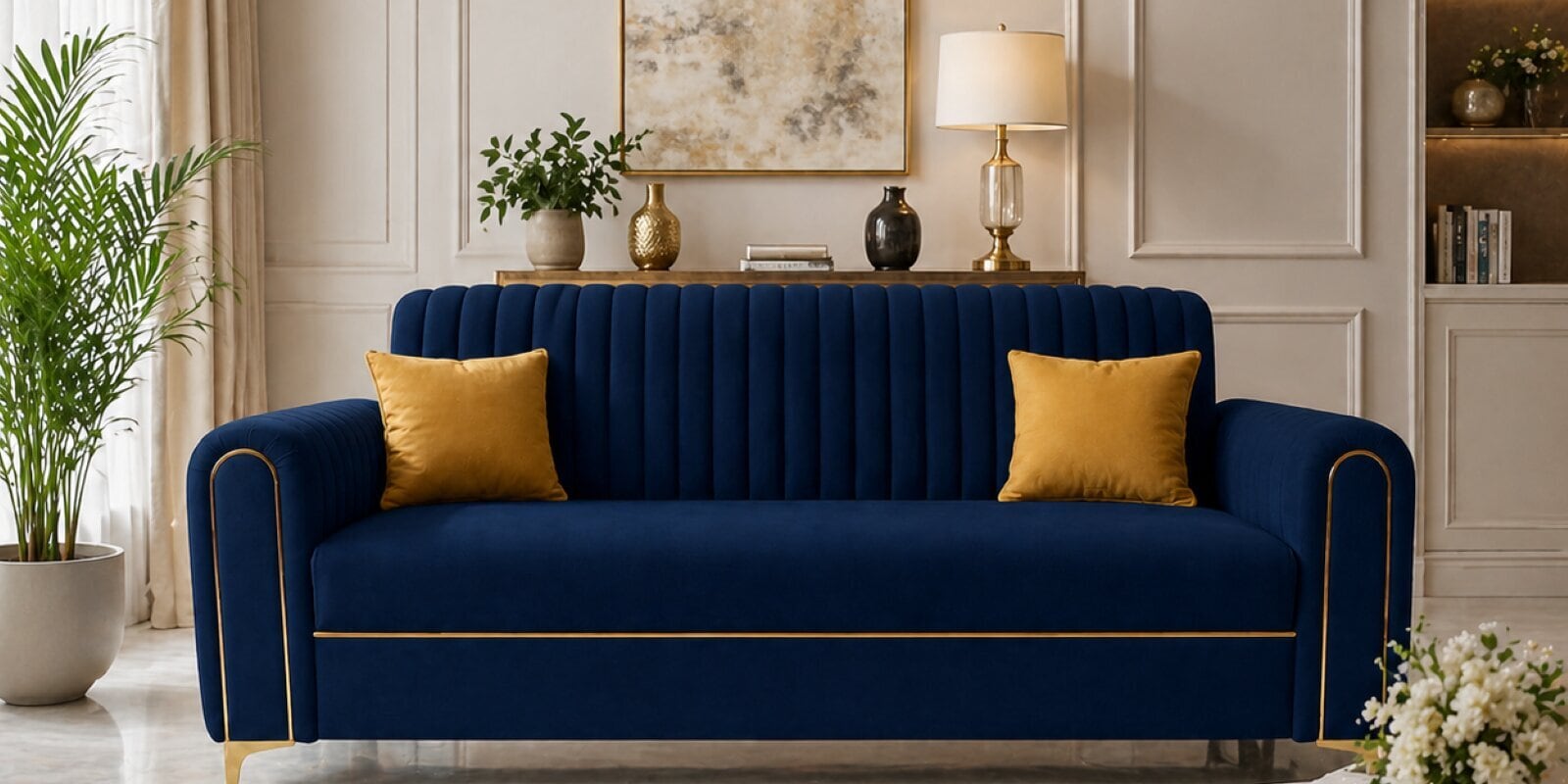 Austin 3 Seater Sofa In Blue Color