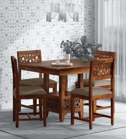 solid wood dining table set 4 seater