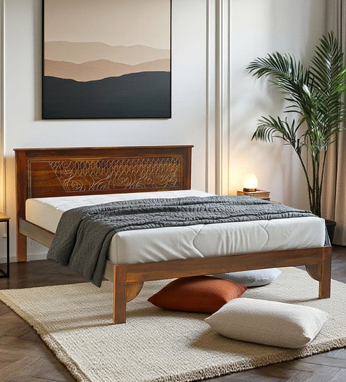 Aubagne Sheesham Wood King Size Bed In Provincial Teak Finish