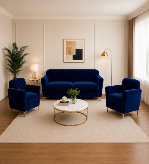 Augusta (3+1+1) Seater Sofa In Blue Color