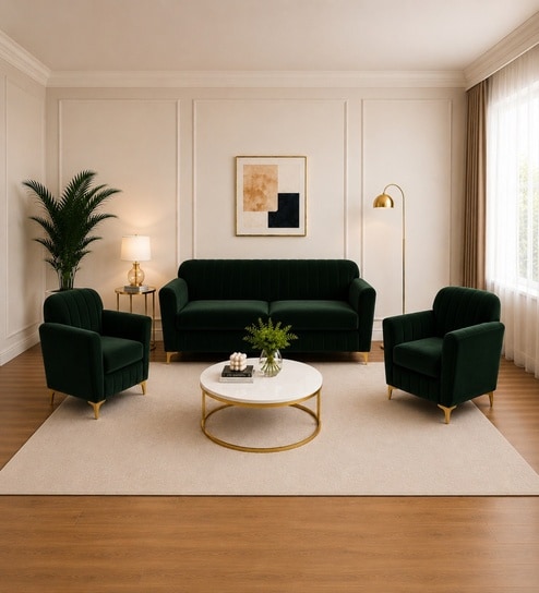 Augusta (3+1+1) Seater Sofa In Green Color