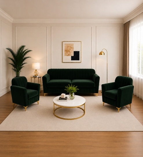 Augusta (3+1+1) Seater Sofa In Green Color