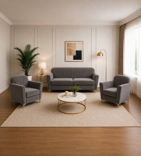 Augusta (3+1+1) Seater Sofa In Grey Color
