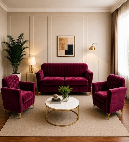 Augusta (3+1+1) Seater Sofa In Maroon Color
