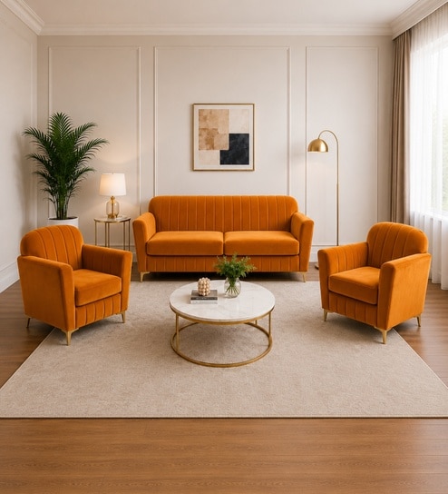 Augusta (3+1+1) Seater Sofa In Mustard Color