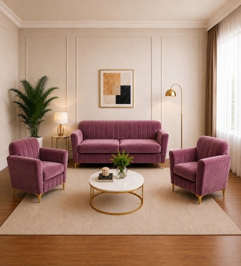 Augusta (3+1+1) Seater Sofa In Rose Color